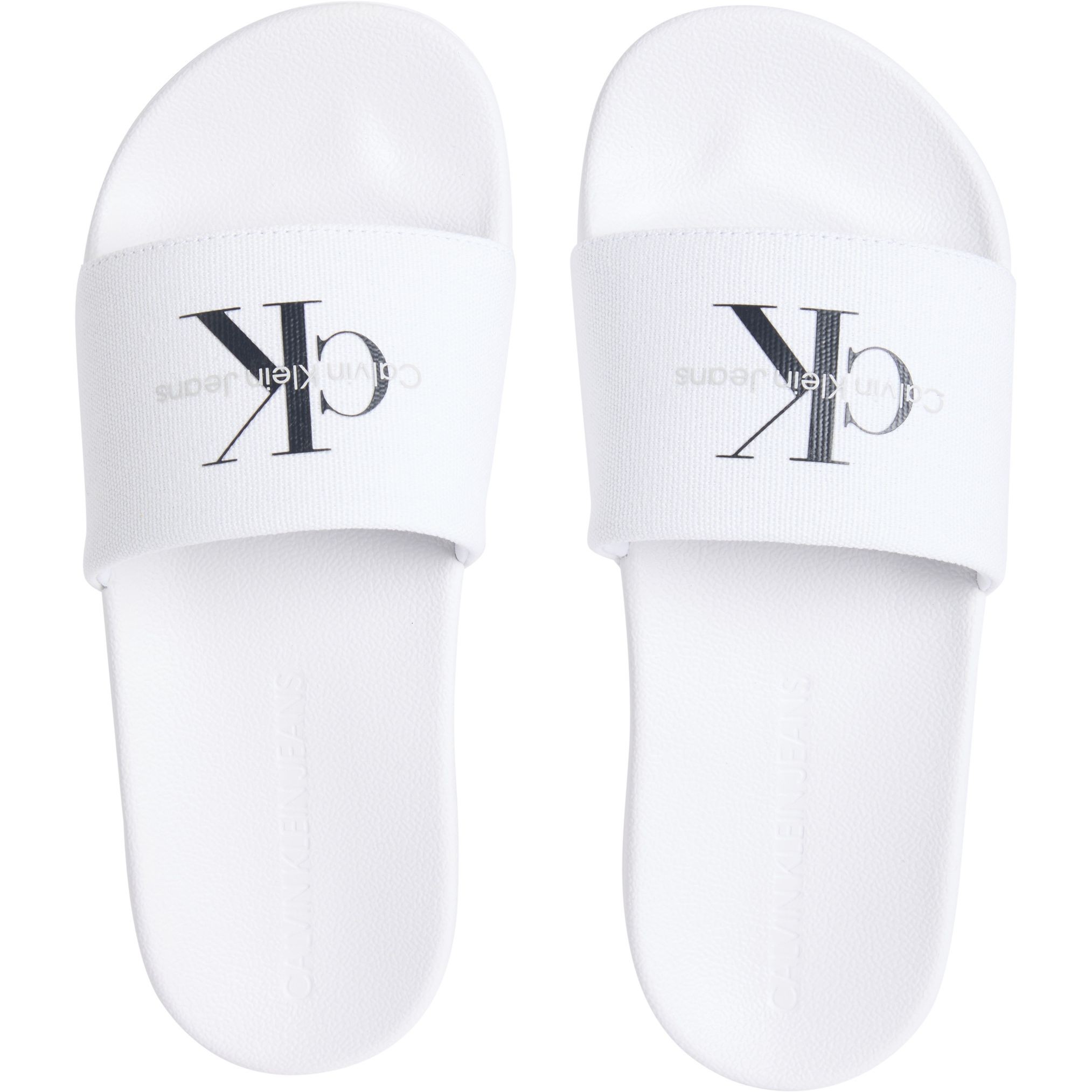 CALVIN KLEIN JEANS Guminės šlepetės moterims, Balta, Slide monogram 3