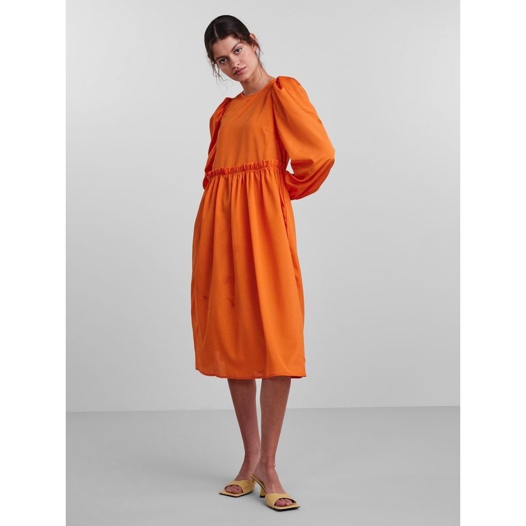 PIECES Midi suknelė moterims, Oranžinė, PCDYNE LS MIDI DRESS 4
