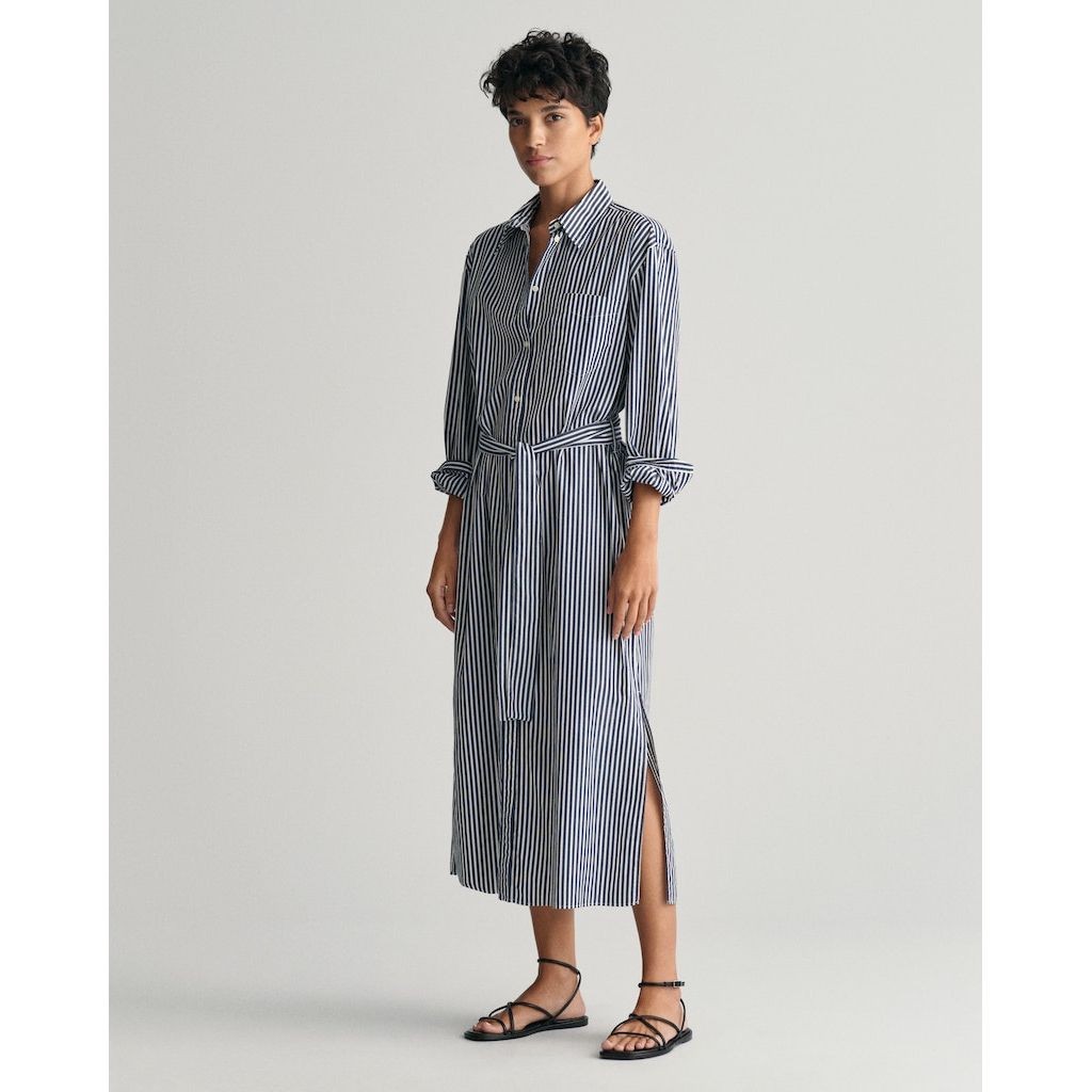 GANT Midi suknelė moterims, Mėlyna, REL STRIPED POPLIN SHIRT DRESS 4