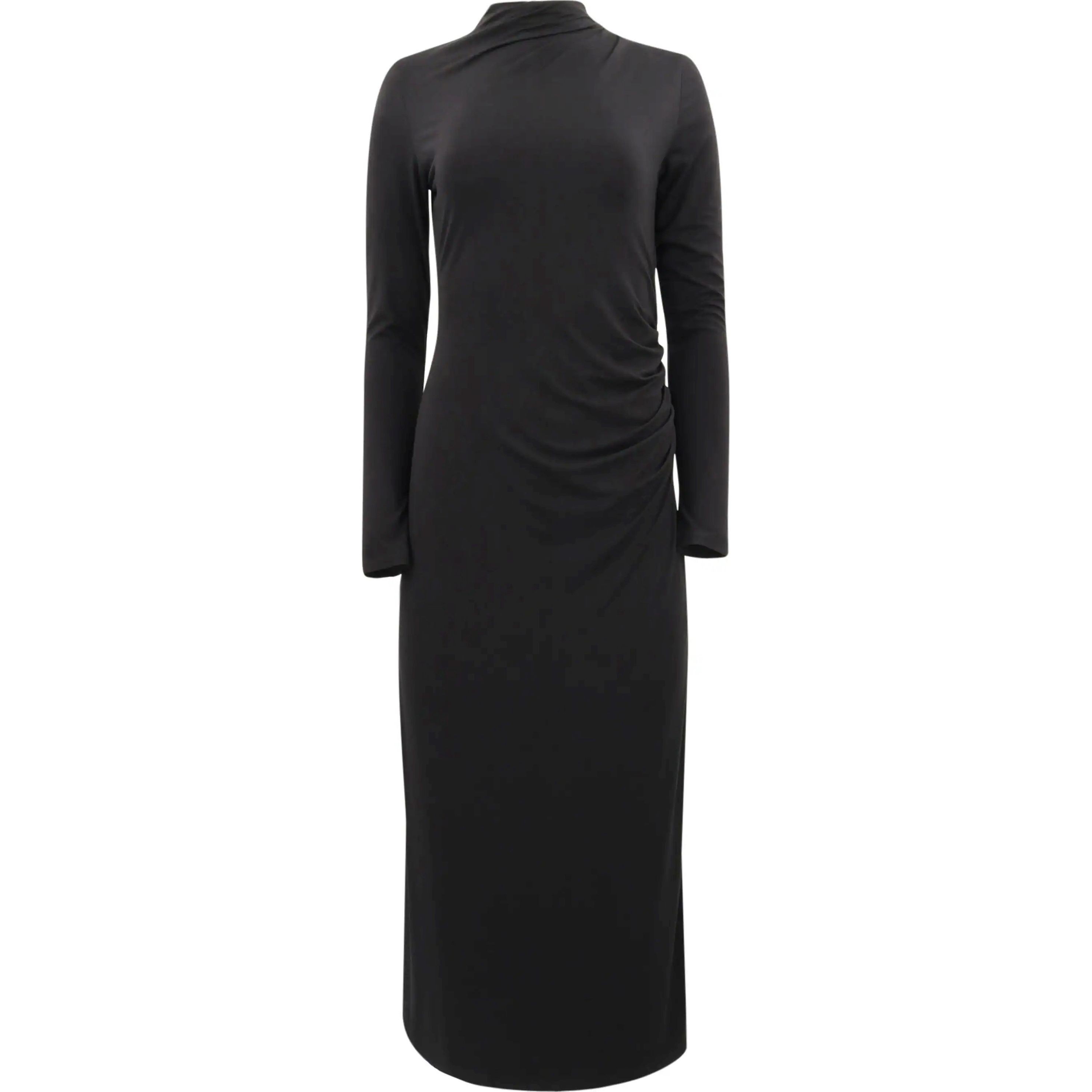 VINCE Maxi suknelė moterims, Juoda, L/s turtle nk rouched dress