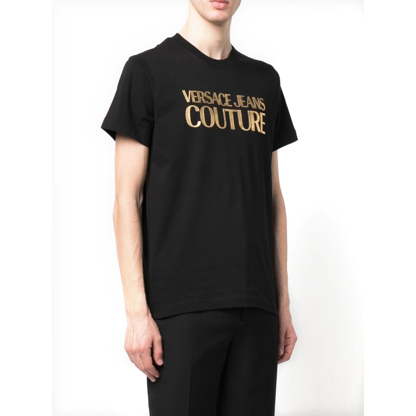 VERSACE JEANS CUTURE Marškinėliai trump. rankovėmis vyrams, Juoda, Logo thick foil t-shirt 2