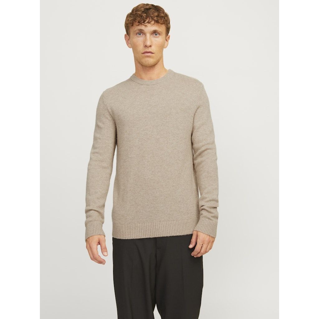 JACK & JONES Megztinis vyrams, Smėlio, Lambs wool knit crew neck 2