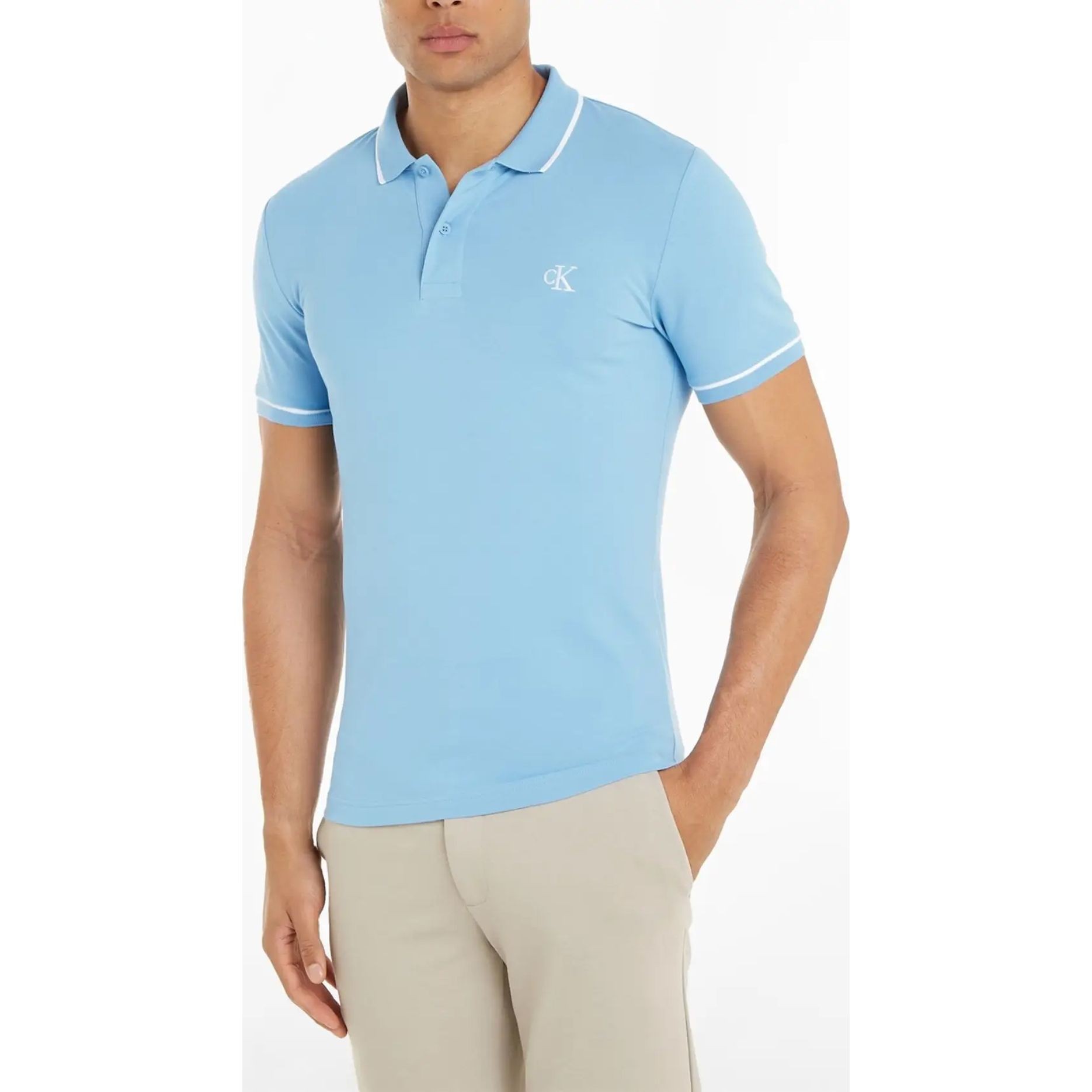 CALVIN KLEIN JEANS Polo marškiniai trumpos rank. vyrams, Mėlyna, S/s polo 3