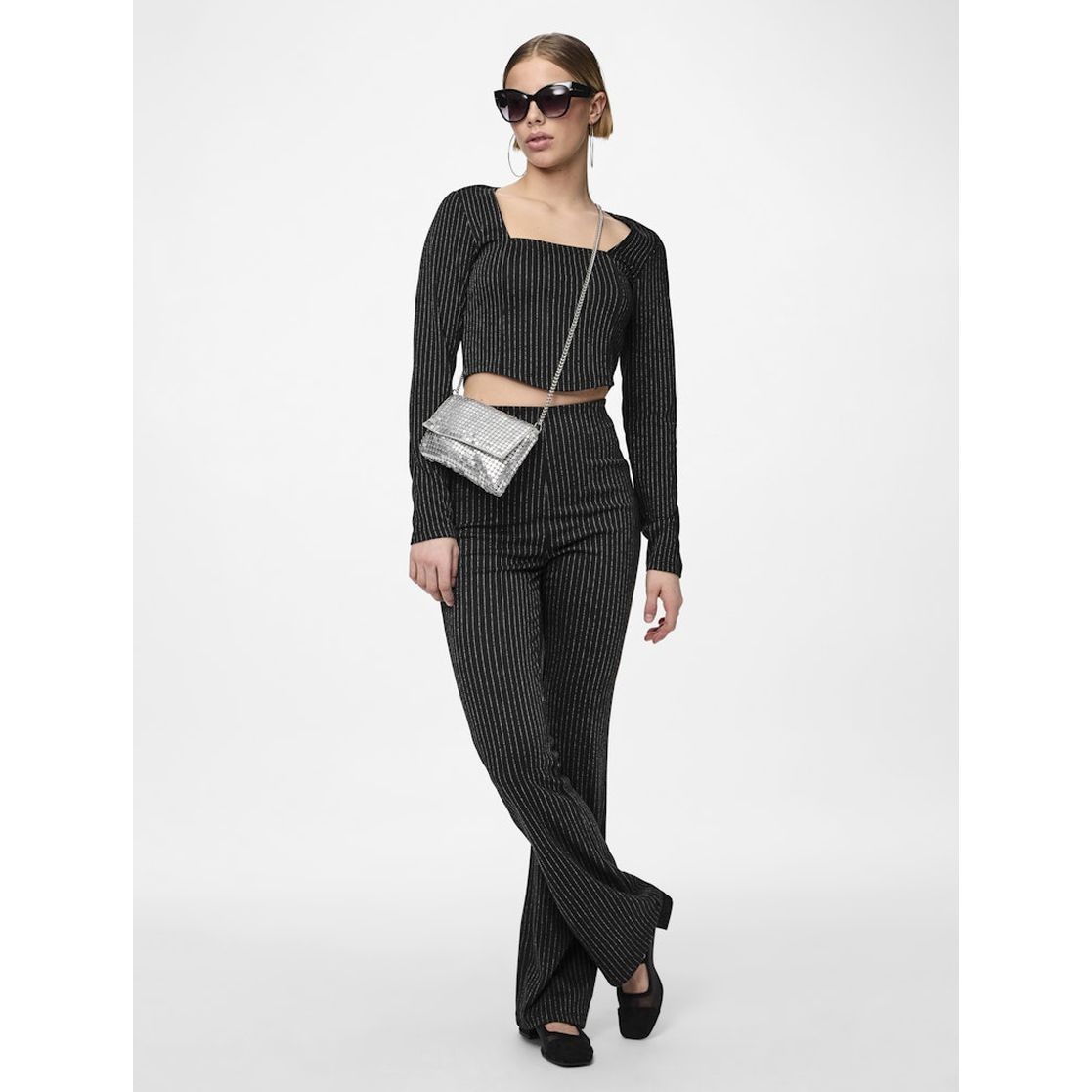 PIECES Kelnės moterims, Juoda, Niannah flared pants 7