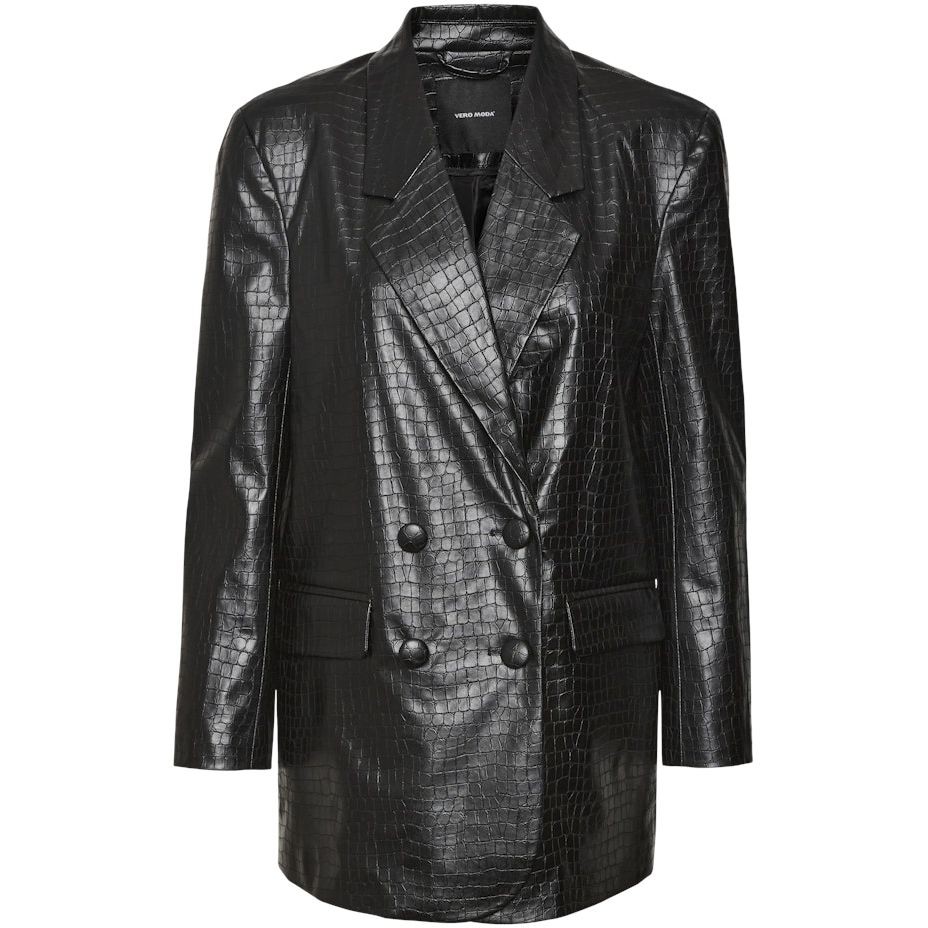 VERO MODA Švarkas moterims, Juoda, VMDAREEN LS PL CROC B 1