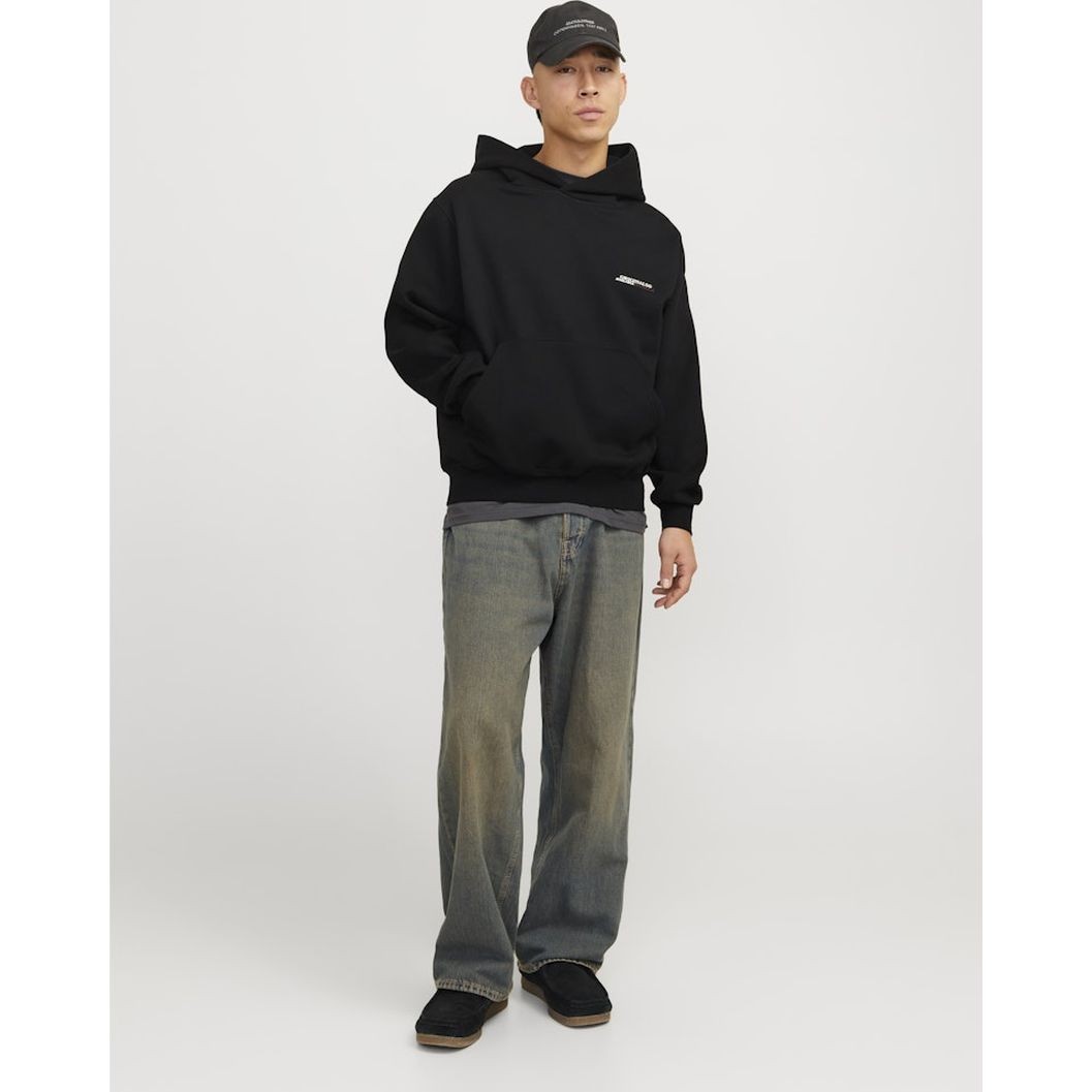 JACK & JONES Džemperis vyrams, Juoda, Islington back sweat hood 6