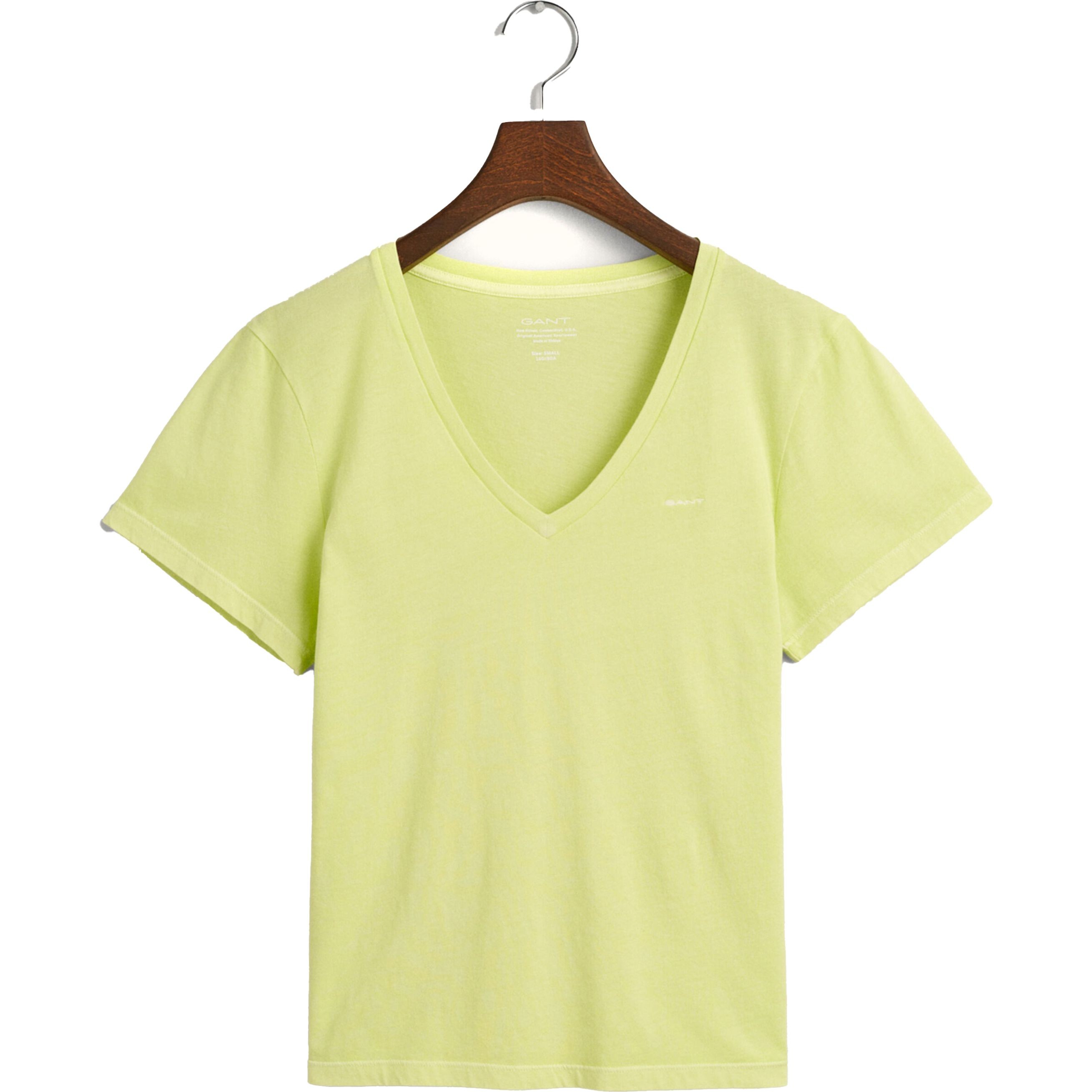 GANT Marškinėliai moterims, Žalia, REG SUNFADED SS V-NECK T-SHIRT