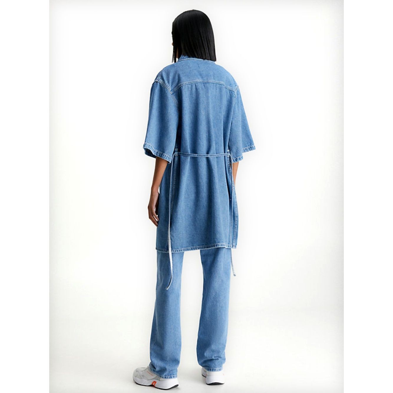 CALVIN KLEIN JEANS Midi suknelė moterims, Mėlyna, Utility belted shirt dress 3