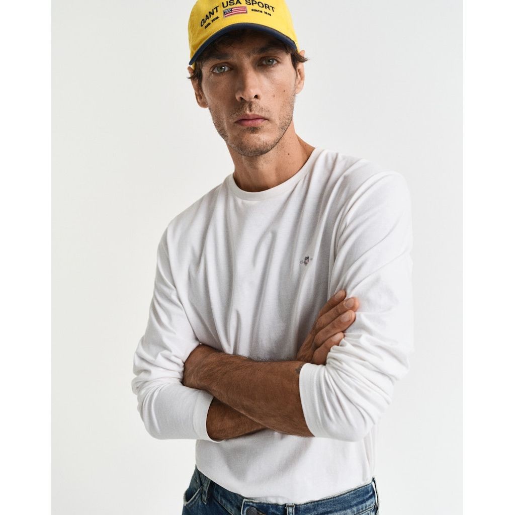 GANT Marškinėliai ilgom. rankovėmis vyrams, Smėlio, Reg shield ls t-shirt 2