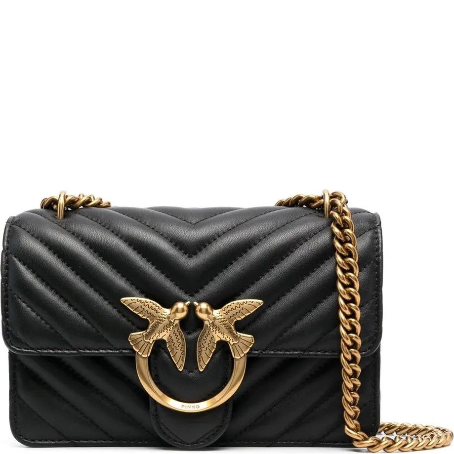 PINKO Rankinė per petį moterims, Juoda, Love one mini crossbody bag 1