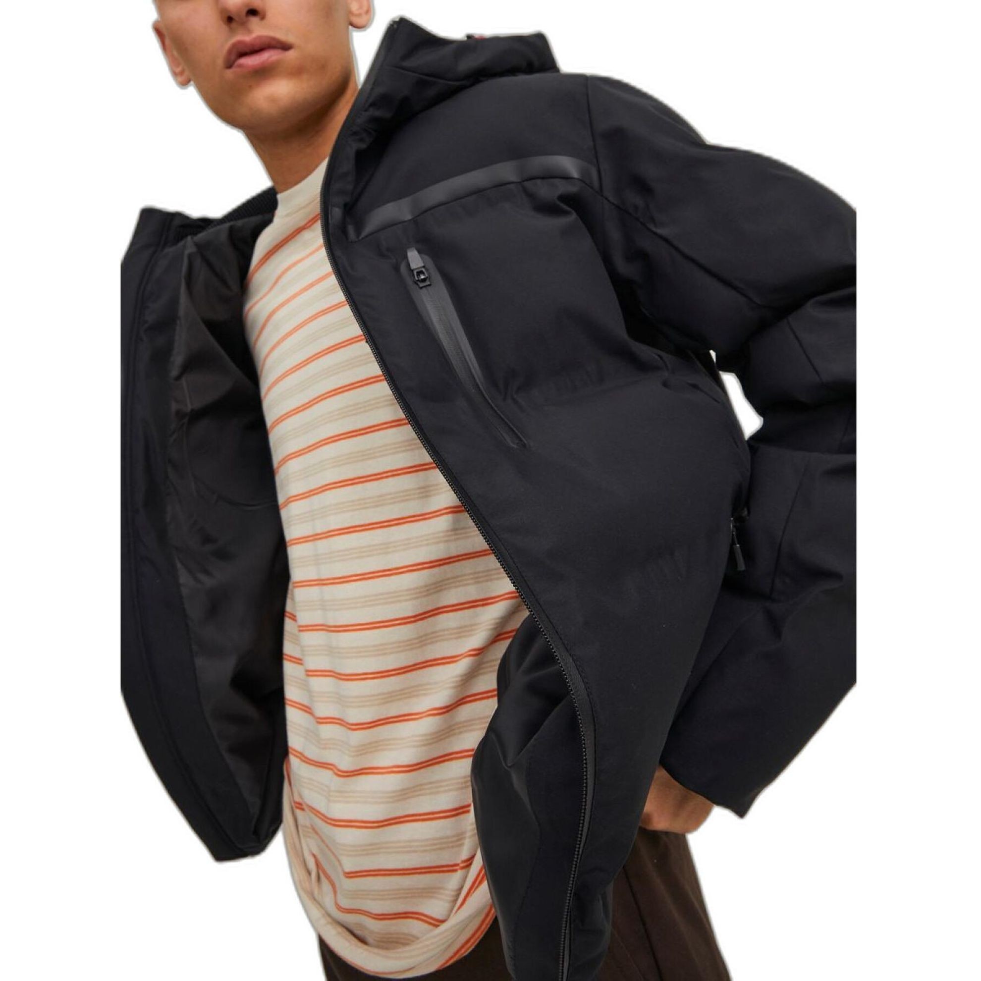 JACK & JONES Striukė vyrams, Juoda, JCOHEAT PUFFER JACKE 4