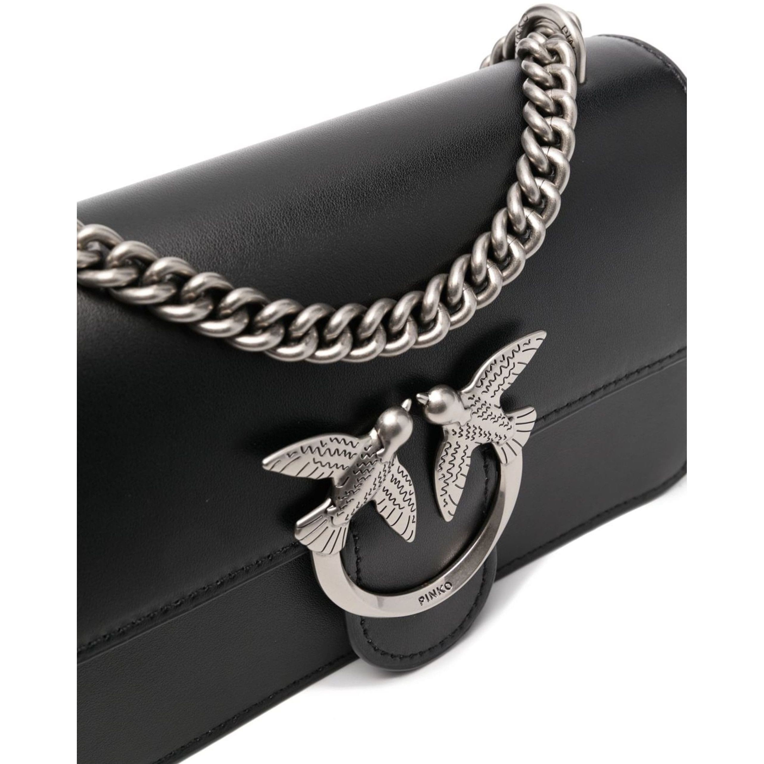 PINKO Rankinė per petį moterims, Juoda, Love one mini crossbody bag 3