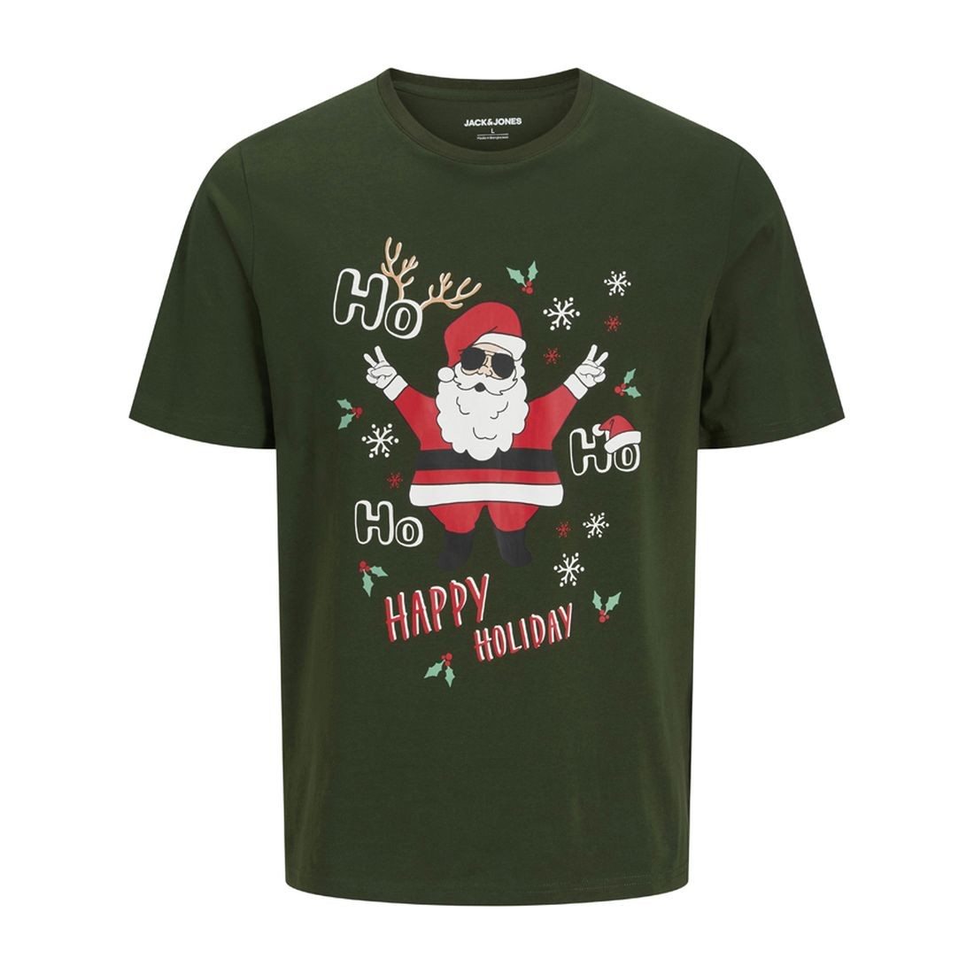 JACK & JONES Marškinėliai vyrams, Chaki, Christmas tee