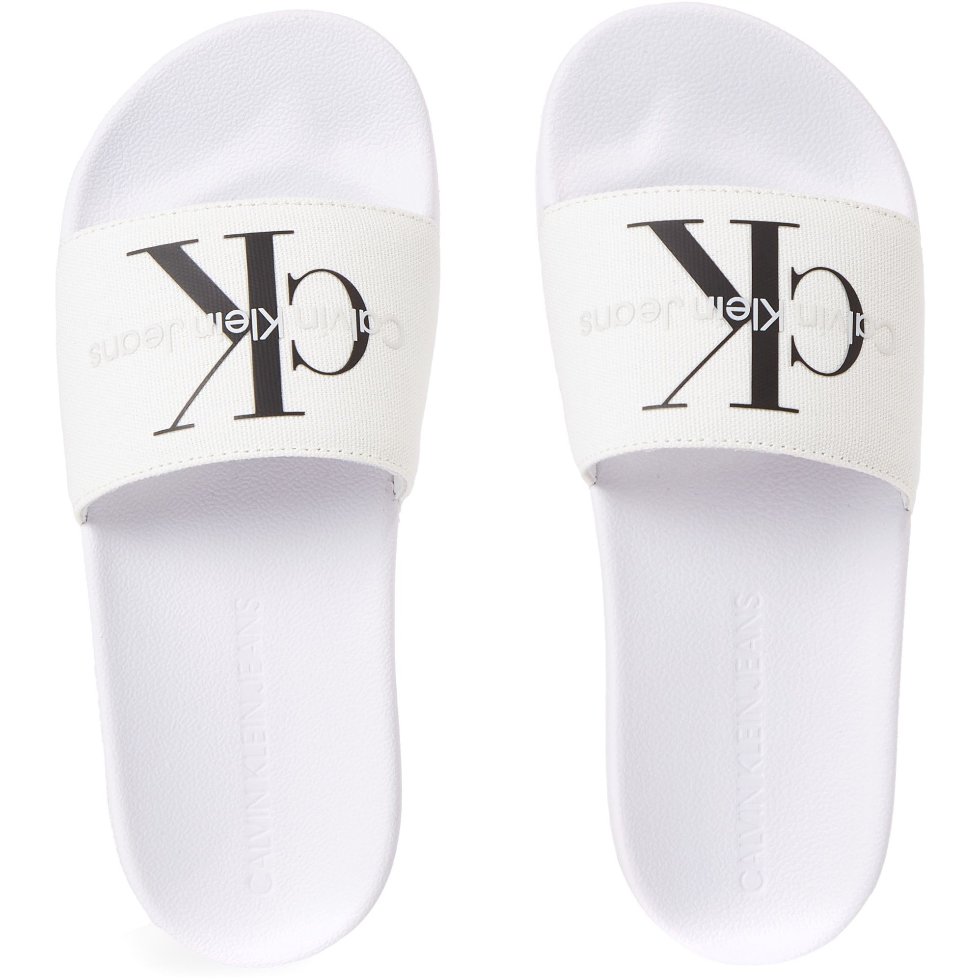 CALVIN KLEIN JEANS Guminės šlepetės moterims, Balta, Slide monogram POP 4