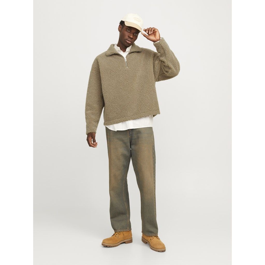 JACK & JONES Megztinis vyrams, Smėlio, Roxbury teddy sweat high neck 5