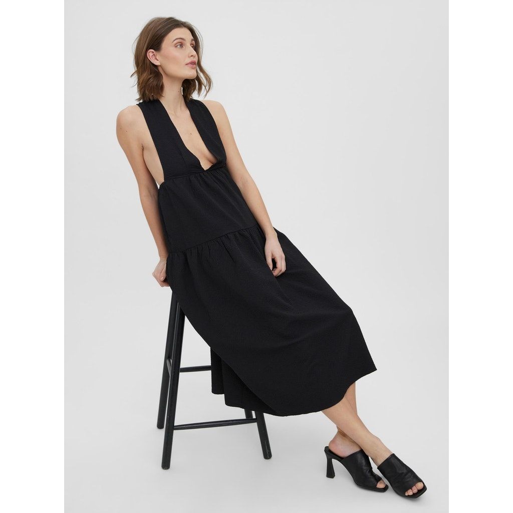 VERO MODA Maxi suknelė moterims, Juoda, VMLEXI S/L V-NECK LO 7
