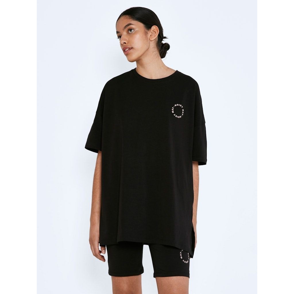 NOISY MAY Marškinėliai moterims, Juoda, NMLOUI S/S O-NECK LOG 2