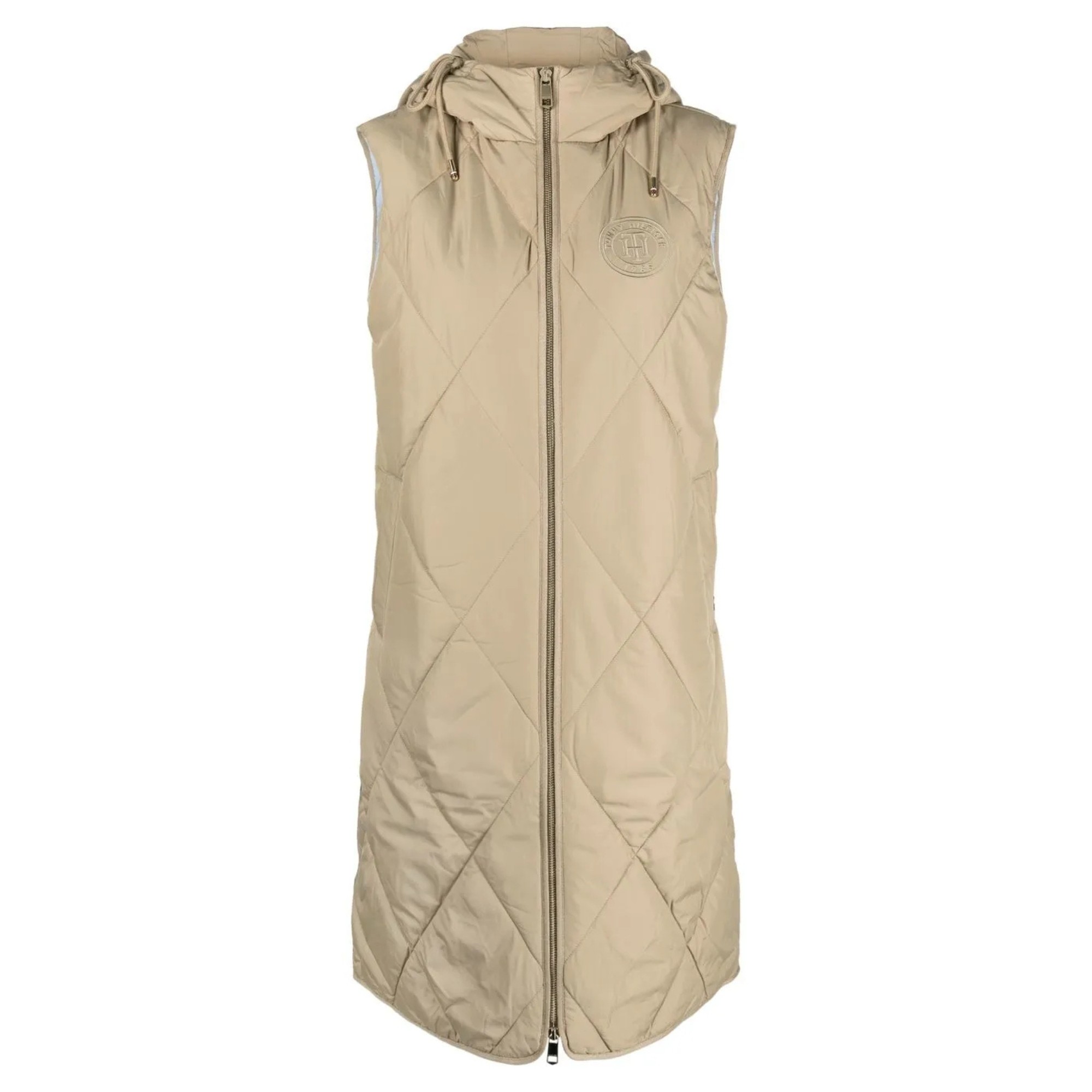 TOMMY HILFIGER Pūkinė liemenė moterims, Smėlio, Sorona quilted long vest 1