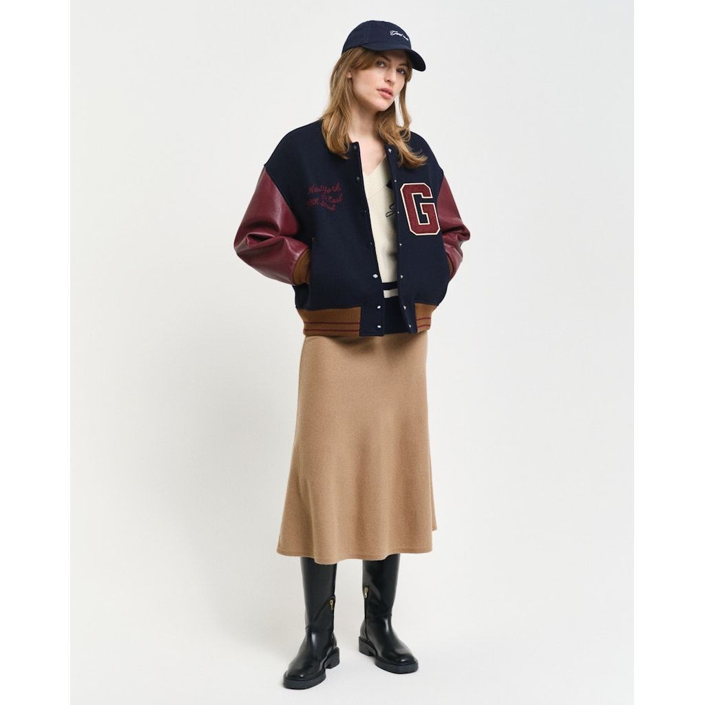 GANT Midi sijonas moterims, Ruda, Superfine lambswool skirt 2