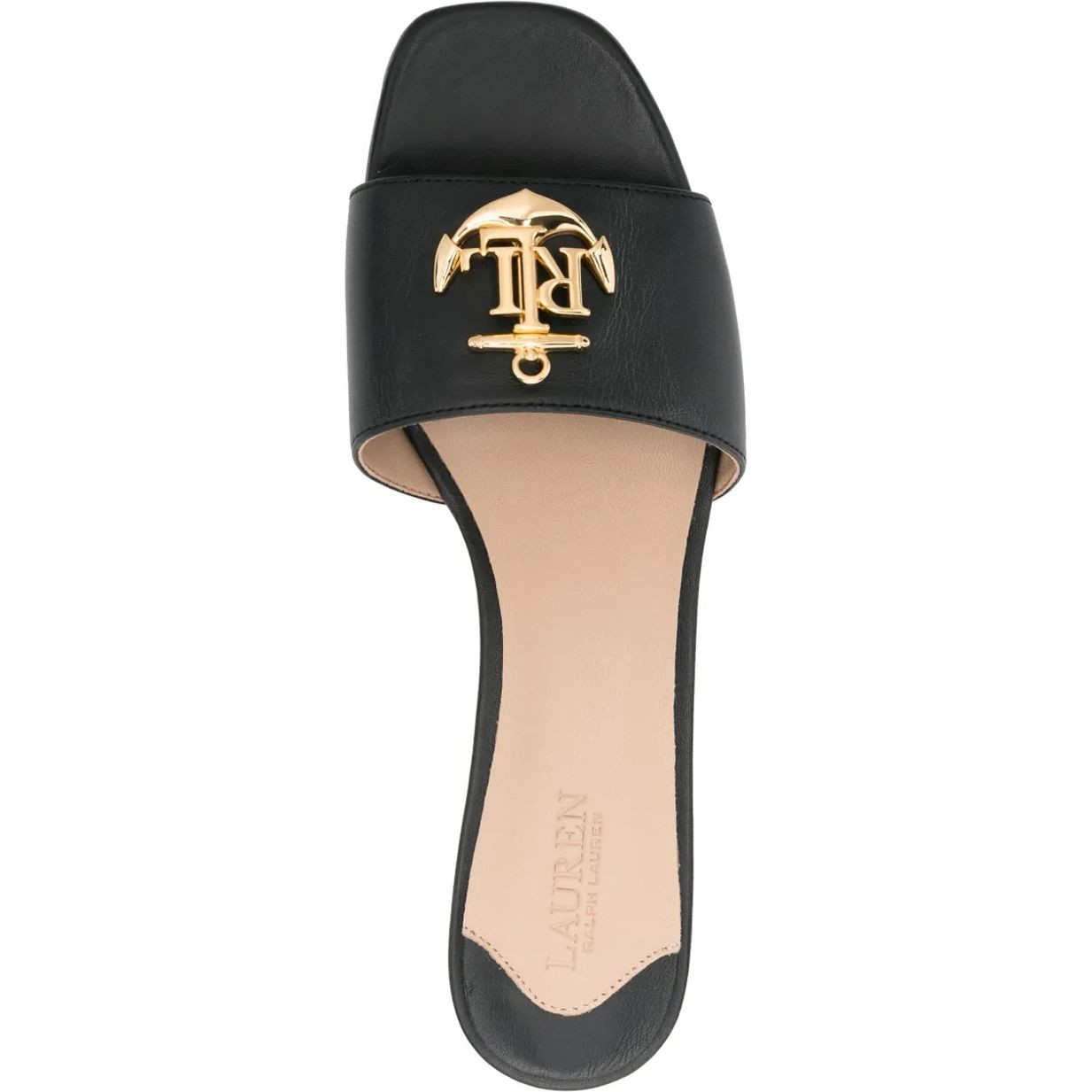 LAUREN RALPH LAUREN Šlepetės moterims, Juoda, Fay logo ii-sandals-flat 4