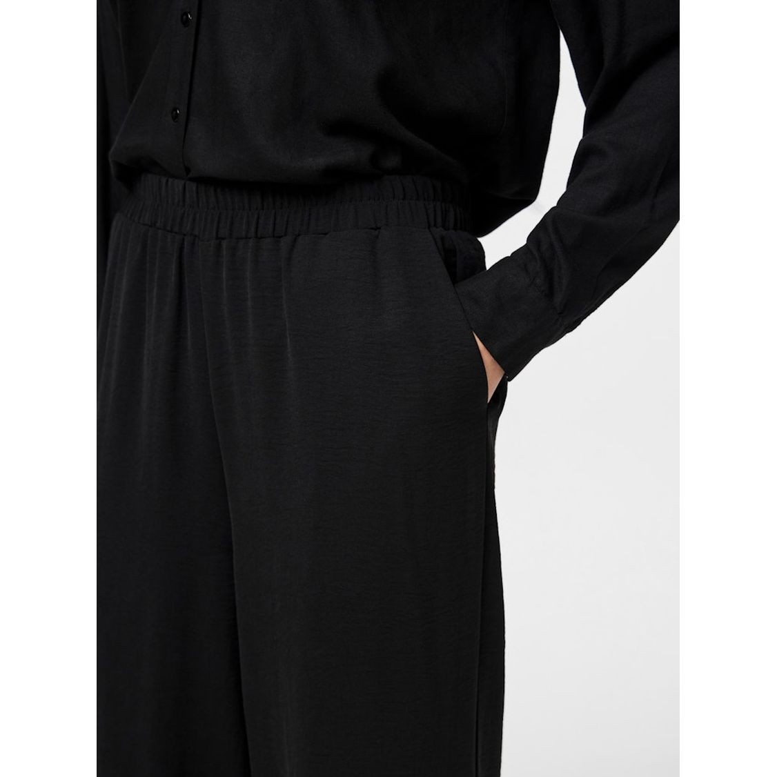 PIECES Formalios kelnės moterims, Juoda, Tiffany wide pants 6