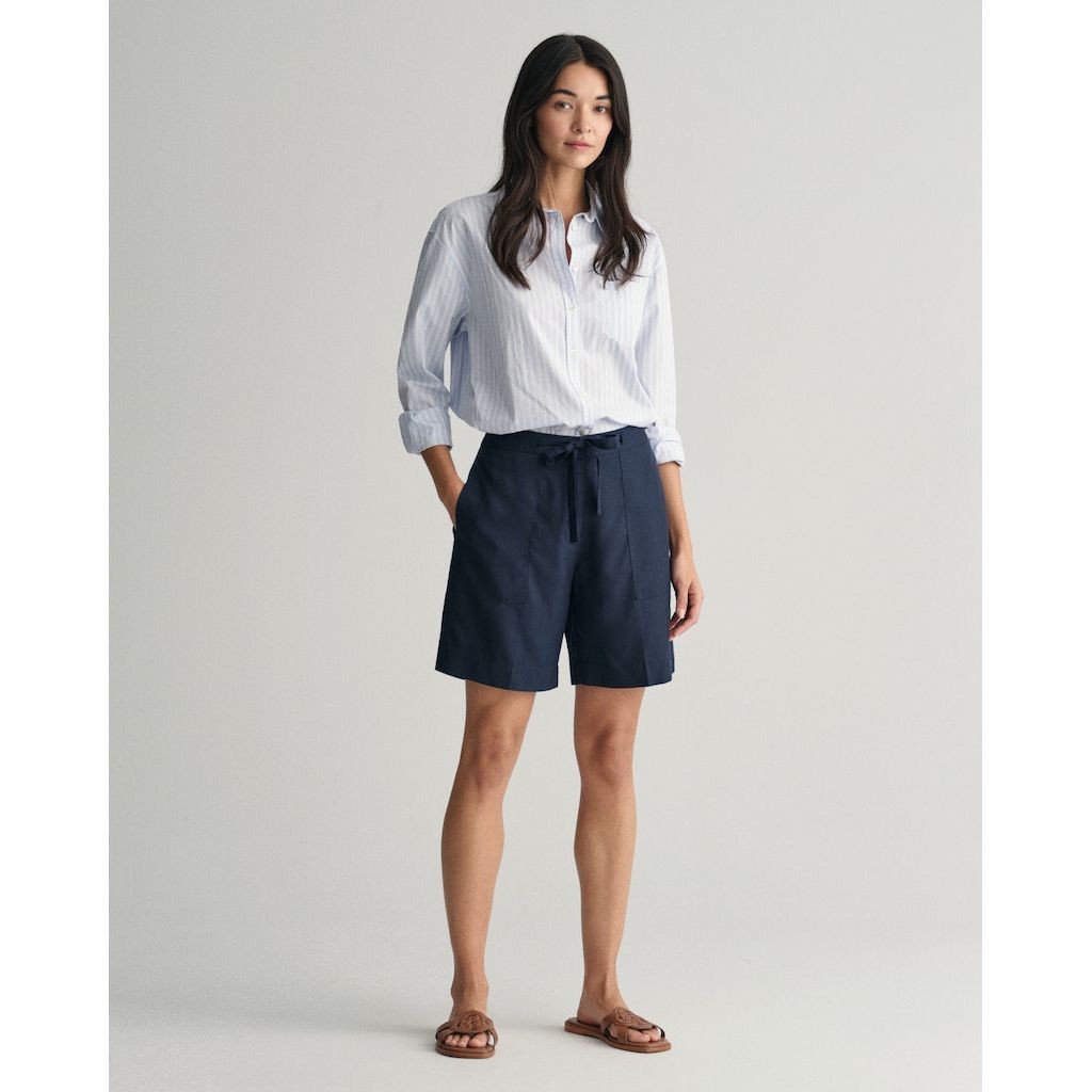 GANT Šortai moterims, Mėlyna, REL TIE WAIST SHORTS 2