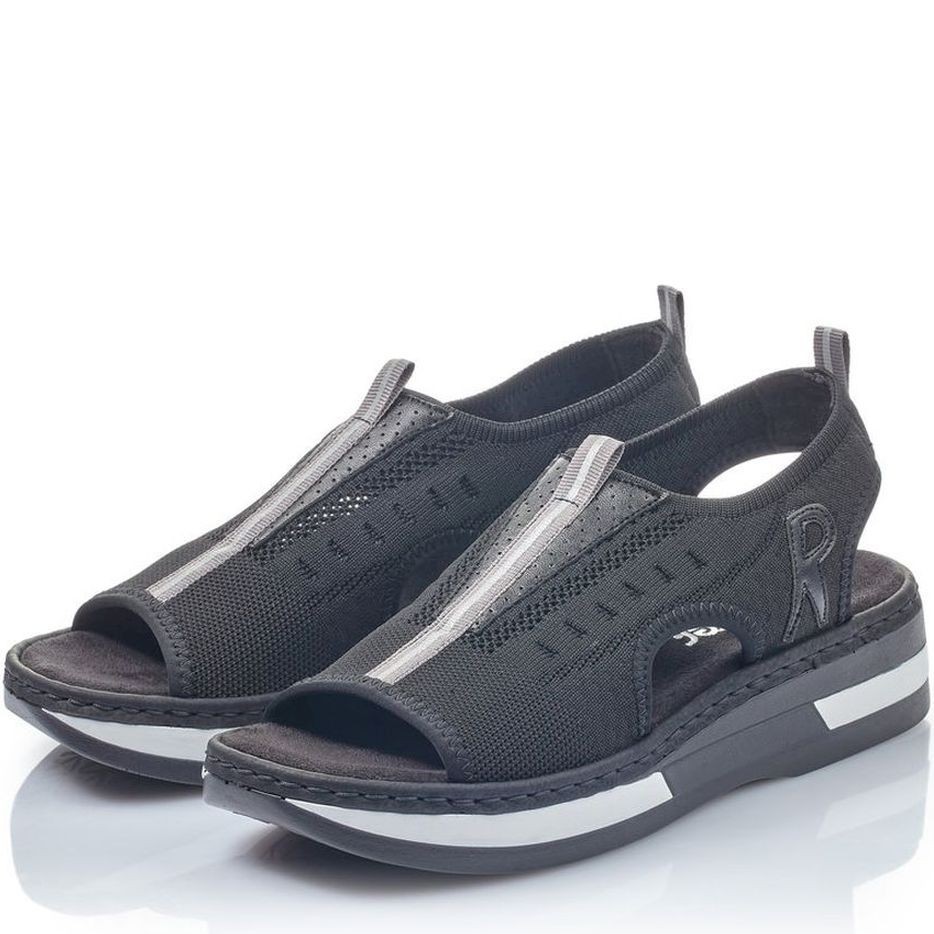 RIEKER Basutės moterims, Juoda, SANDALS 6