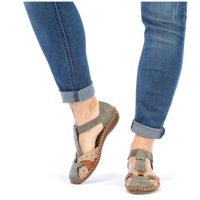 RIEKER Basutės moterims, Žalia, SANDALS 4