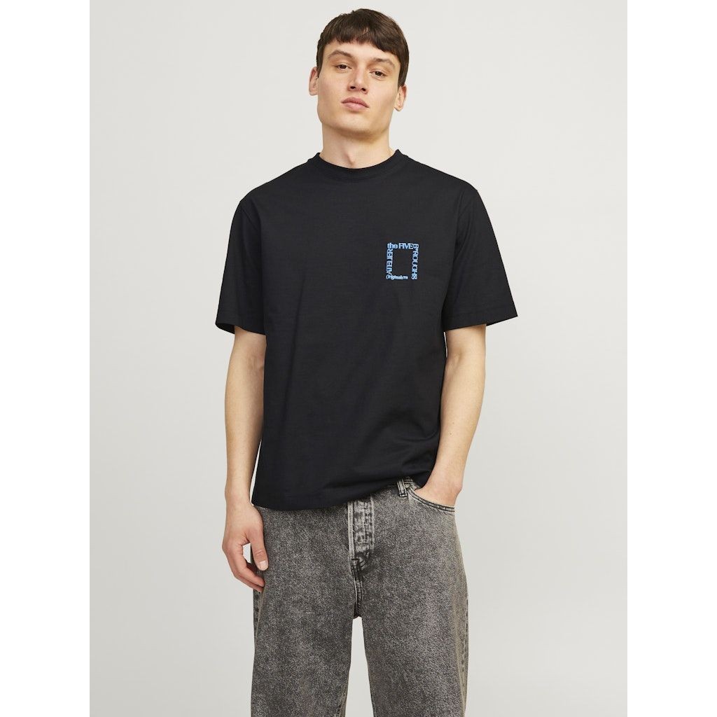 JACK & JONES Marškinėliai vyrams, Juoda, Brooklyn graphic back tee 5