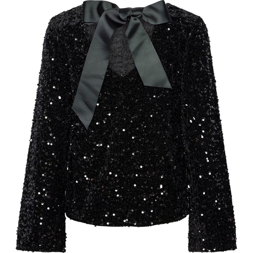 PIECES Palaidinės moterims, Juoda, Kam deep back bow top 2