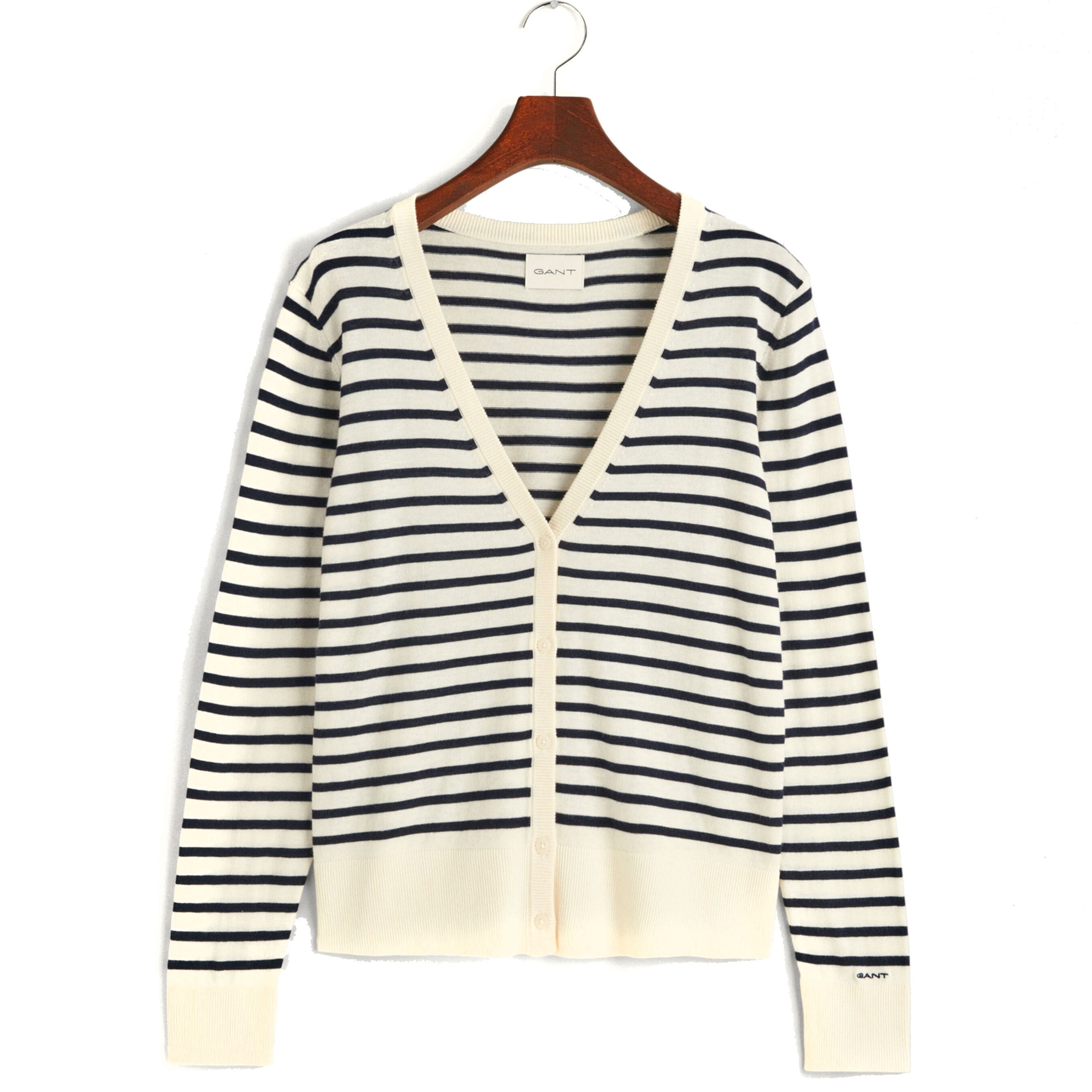 GANT Kardiganas moterims, Geltona, FINE KNIT STRIPED CARDIGAN 1