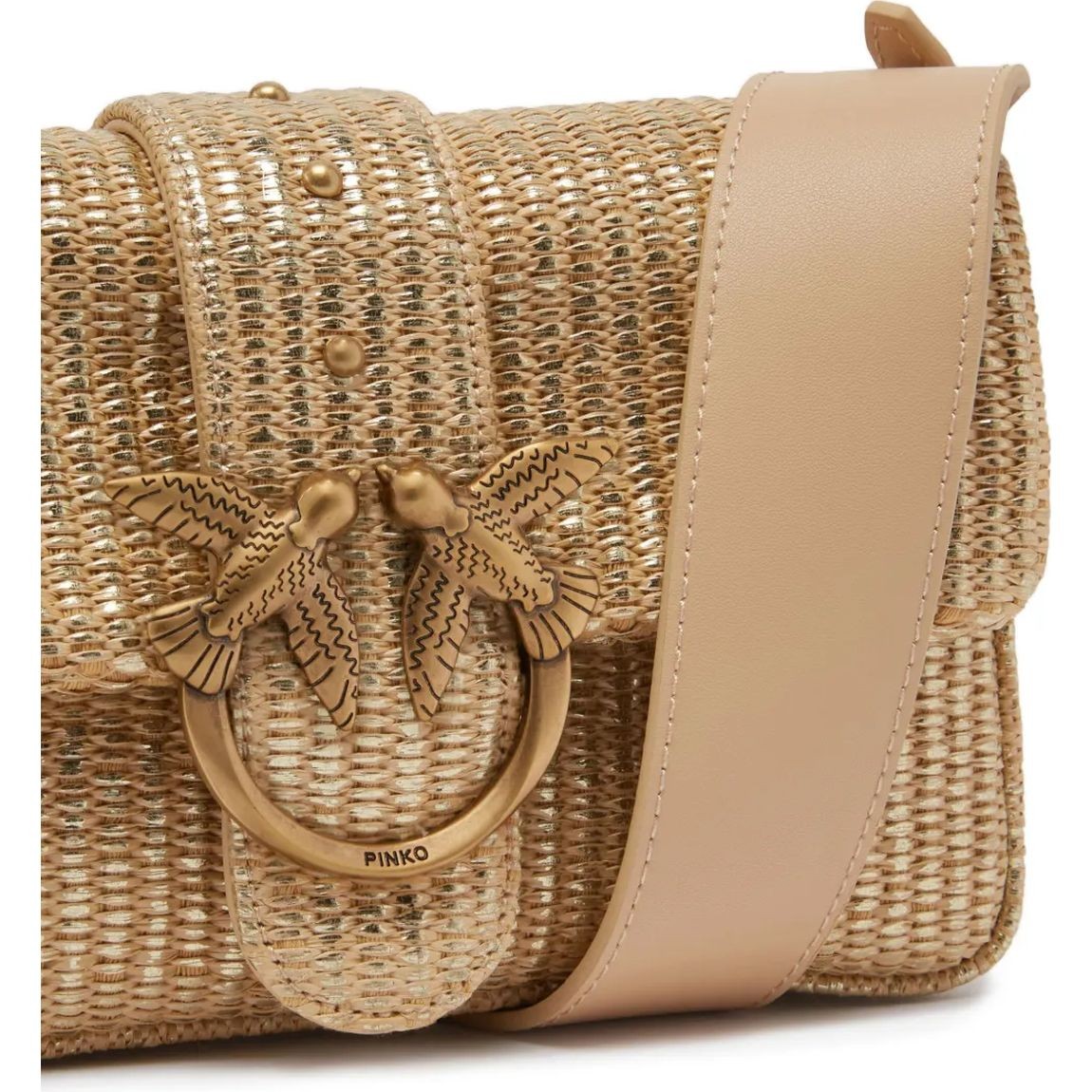 PINKO Rankinė per petį moterims, Auksinė, Love one mini shoulder bag 3