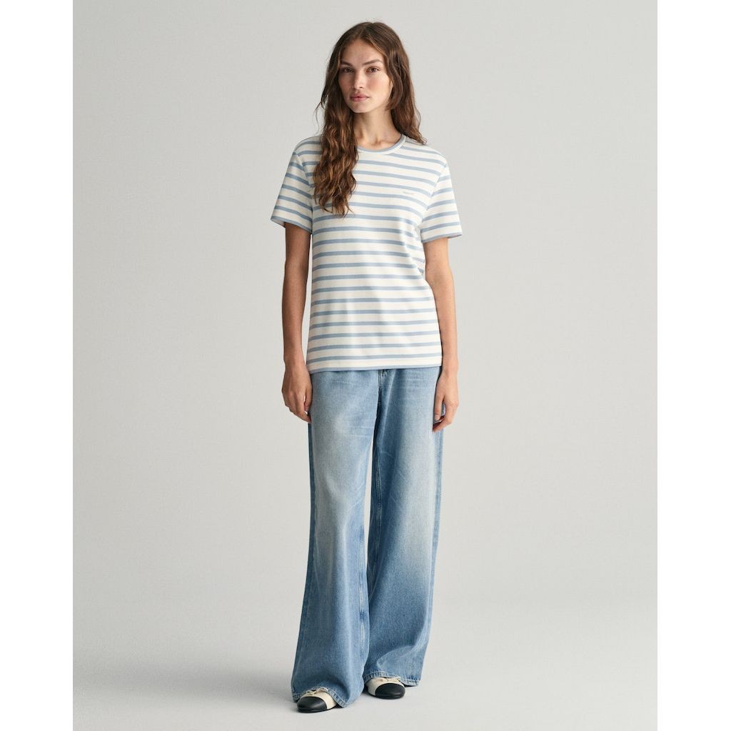 GANT Marškinėliai moterims, Mėlyna, STRIPED SS T-SHIRT 5