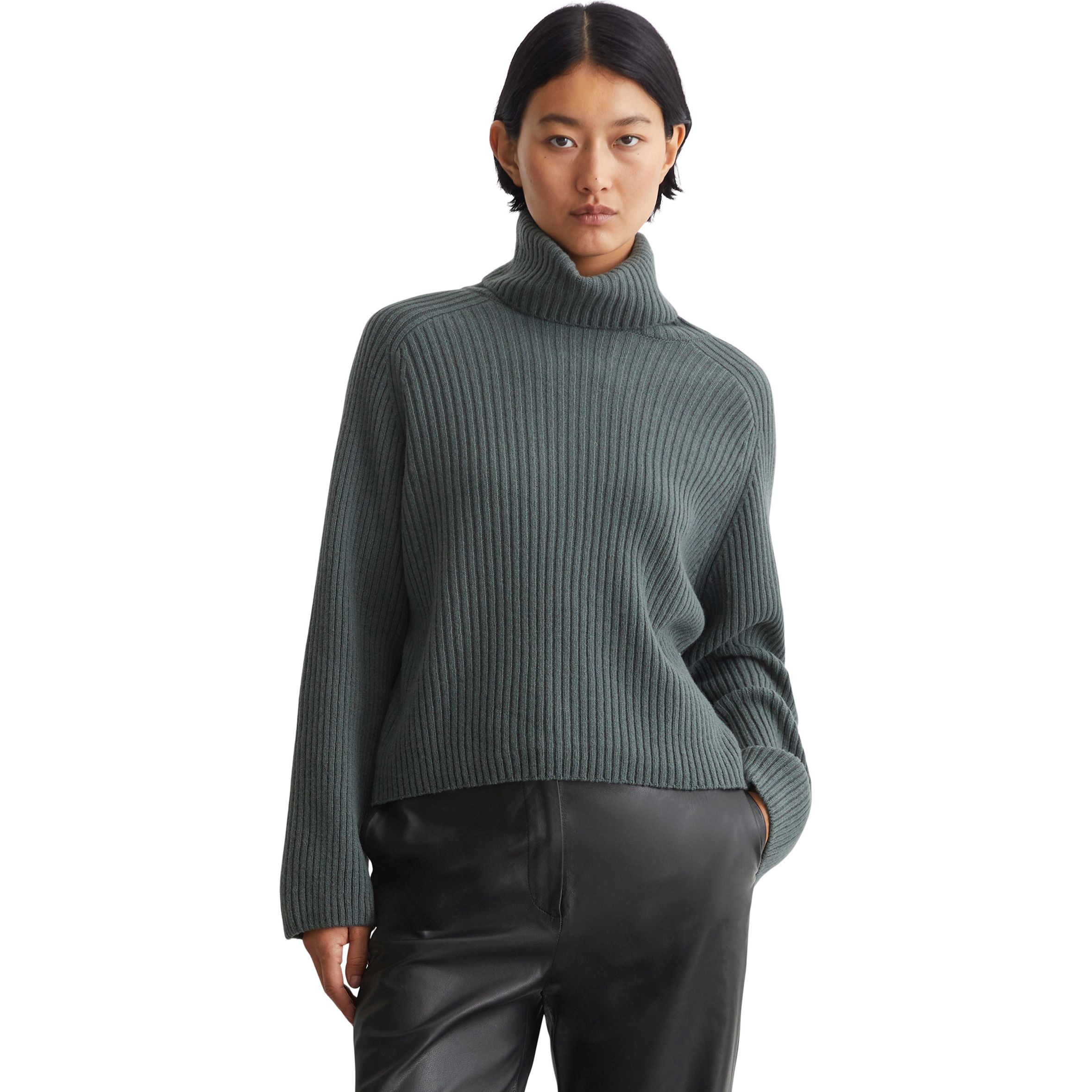 MARC O'POLO Megztinis su kaklu moterims, Žalia, Turtleneck M10621160585 2