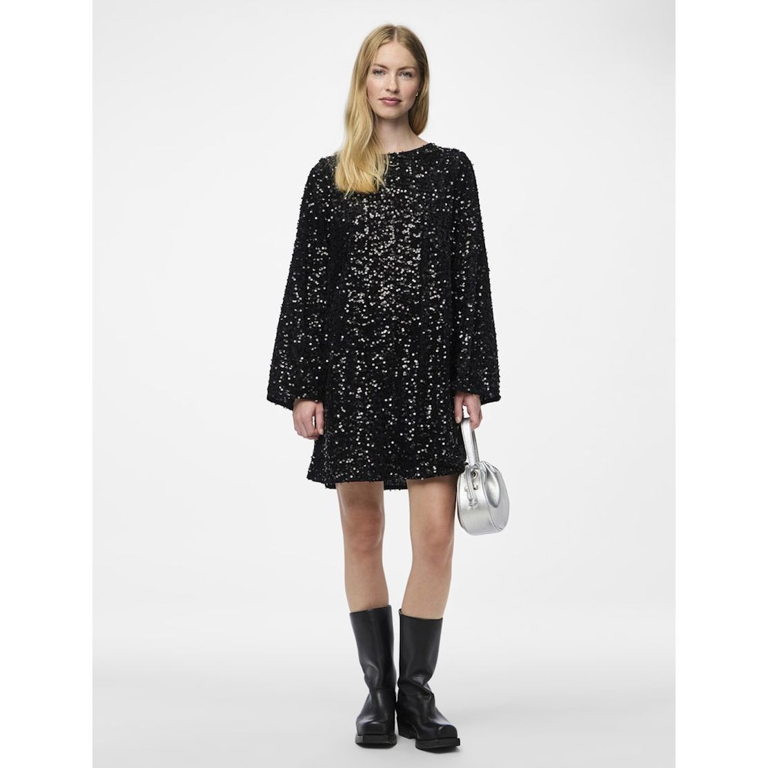 PIECES Mini suknelė moterims, Juoda, Kam deep back bow dress 6