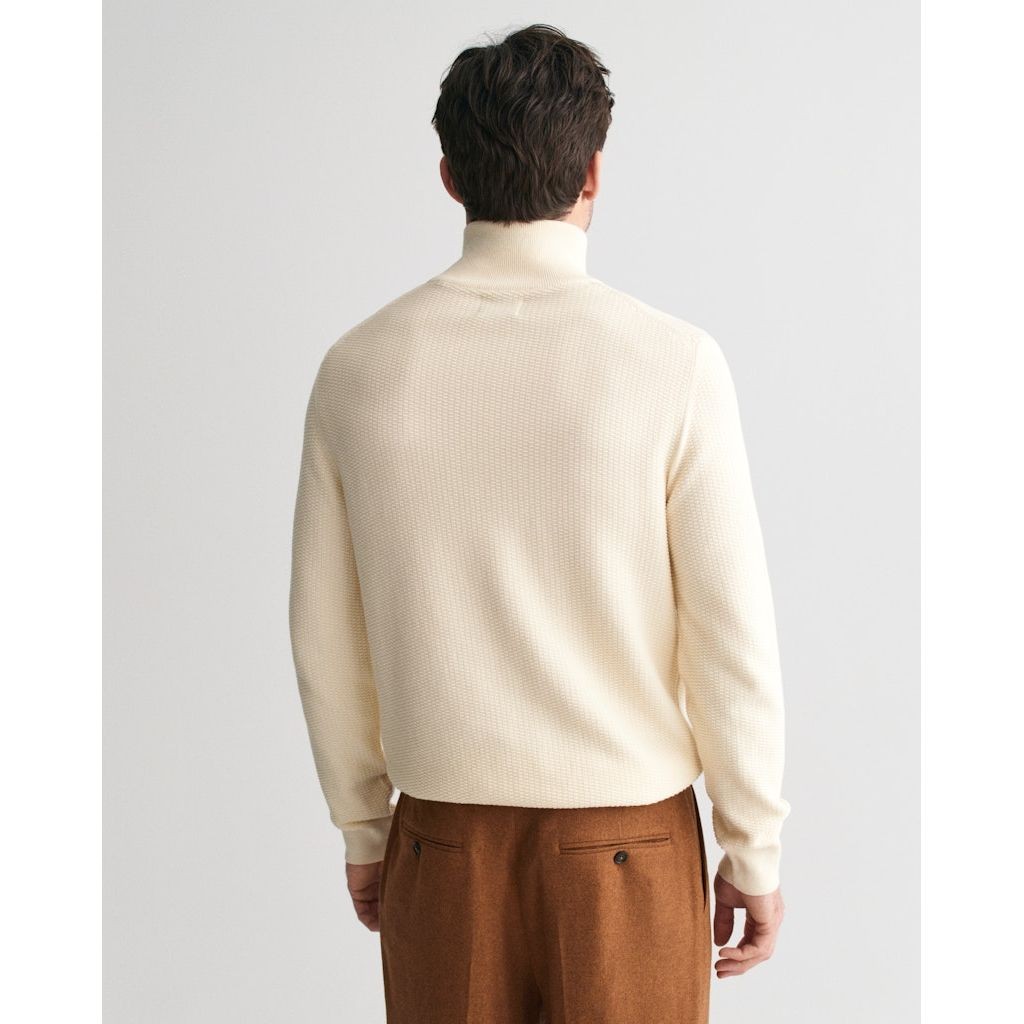 GANT Megztinis vyrams, Smėlio, Cotton micro textured sweater 3