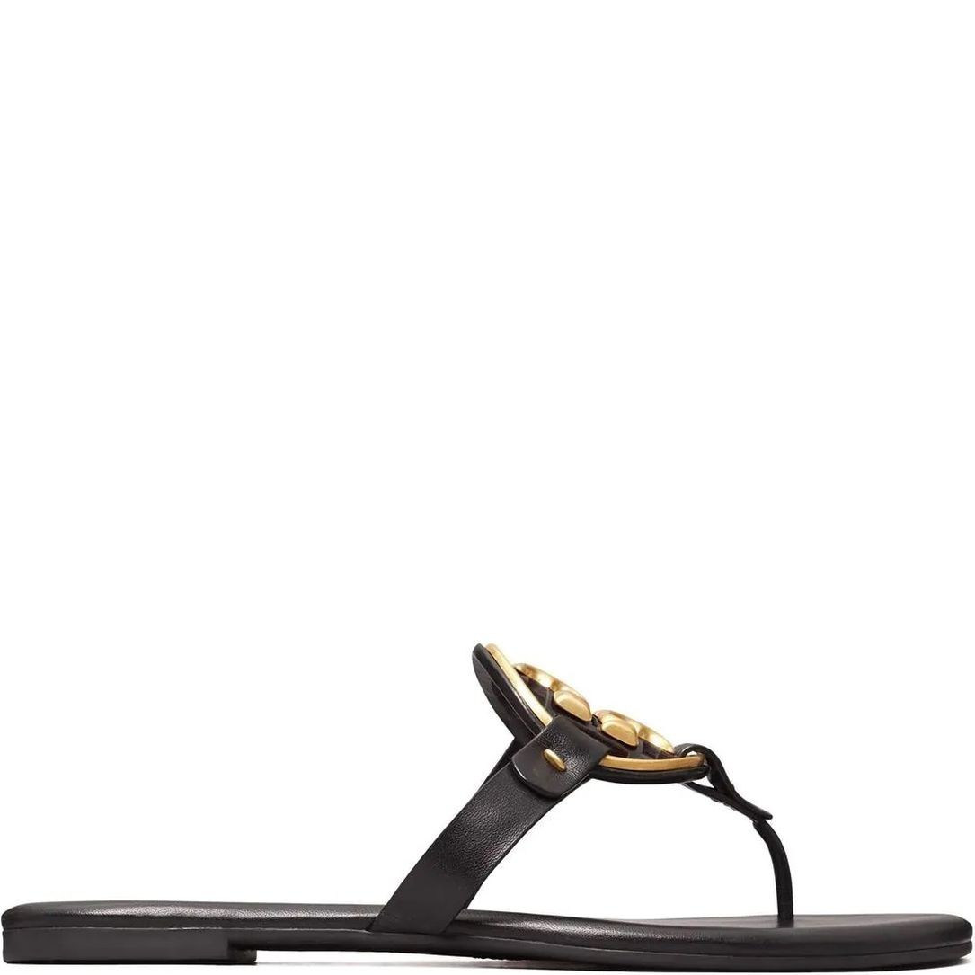 TORY BURCH Basutės moterims, Juoda, Metal miller soft sandals 2