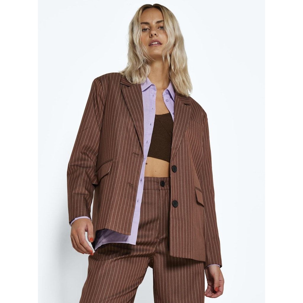 NOISY MAY Švarkas moterims, Ruda, NMLAURA L/S DETAILED 2