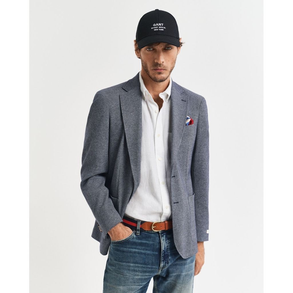GANT Švarkas vyrams, Mėlyna, Slim two-tone jersey blazer 2