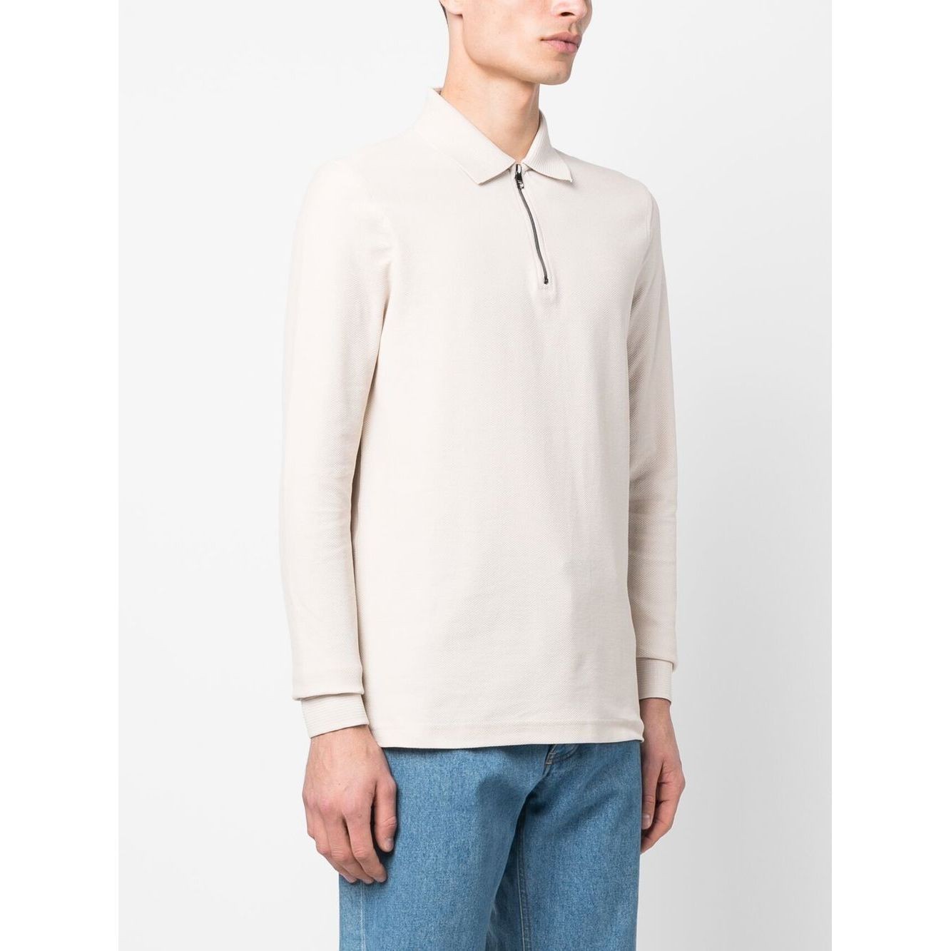 TOMMY HILFIGER Polo marškiniai ilgos rank. vyrams, Balta, Dc zip honeycomb slim polo 2