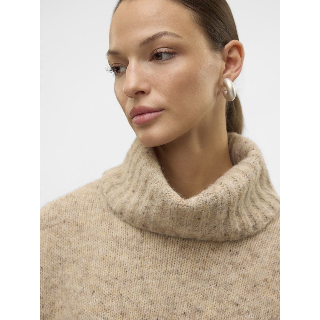 VERO MODA Megztinis su kaklu moterims, Smėlio, Ingrid cowlneck pullover 6