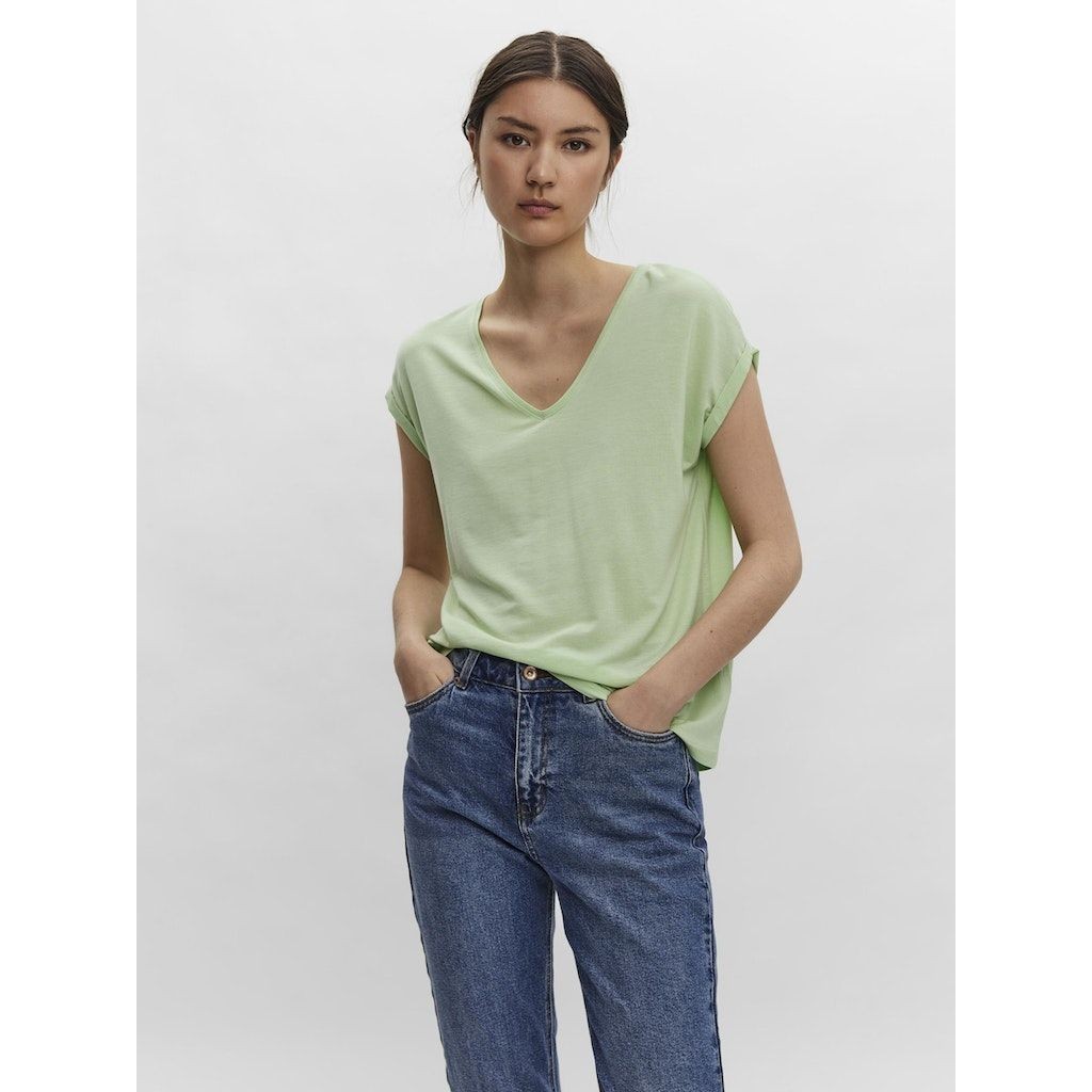 VERO MODA Marškinėliai moterims, Žalia, VMAVA SS V-NECK 2