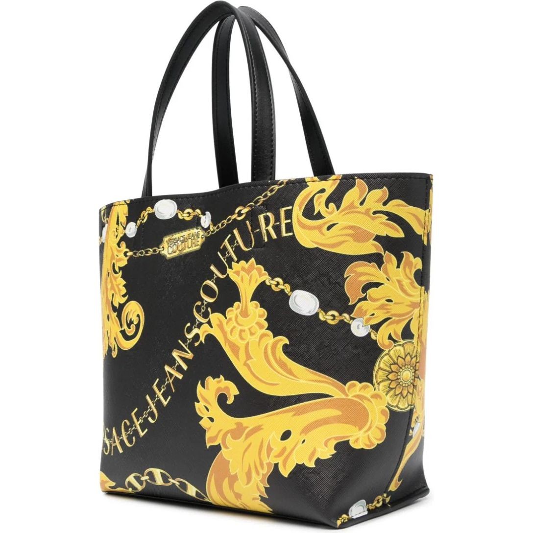 VERSACE JEANS CUTURE Pirkinių krepšys moterims, BLACK/GOLD, Reversible shopping bag 2