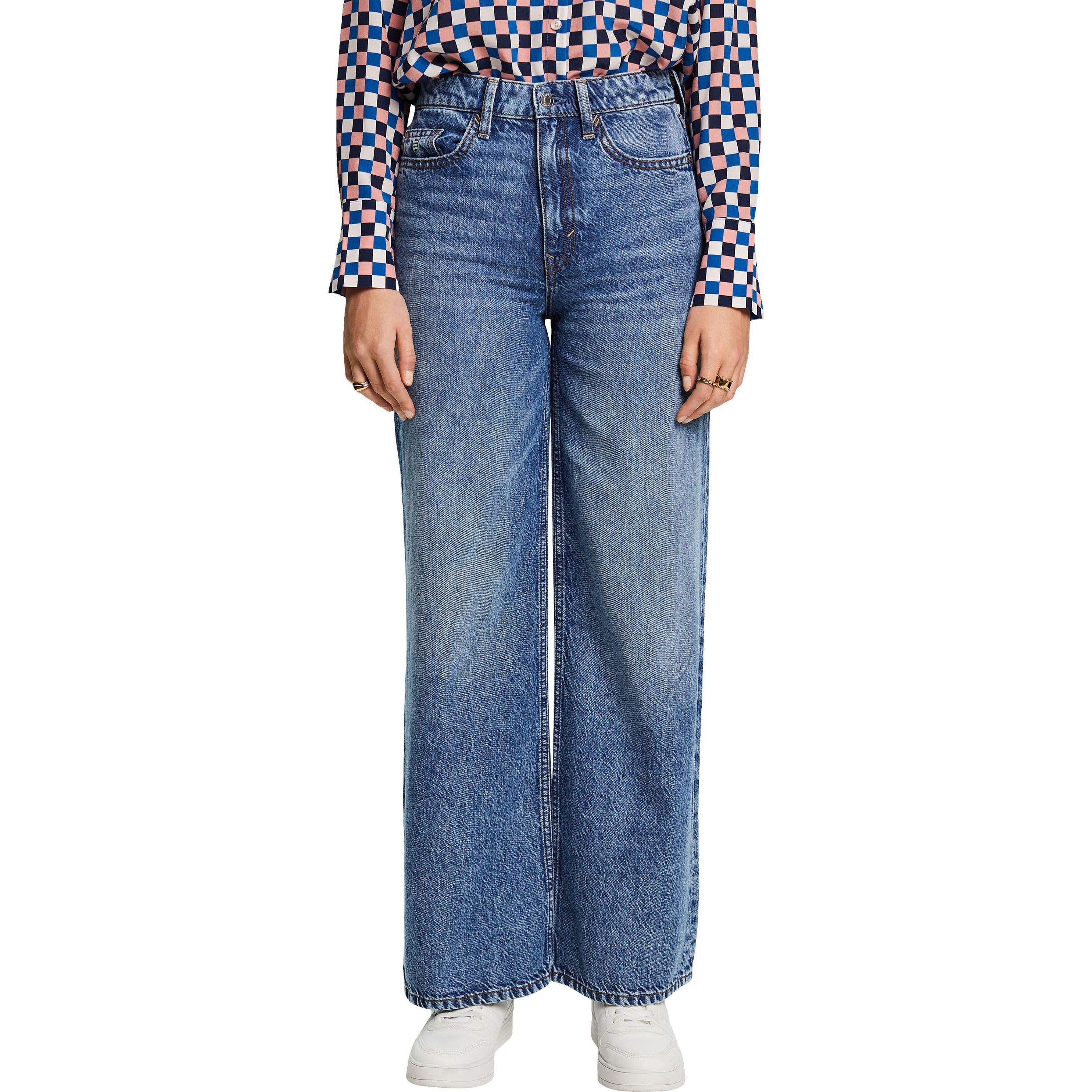 ESPRIT Platūs džinsai moterims, Mėlyna, High-Rise Wide-Leg Retro Jeans 2