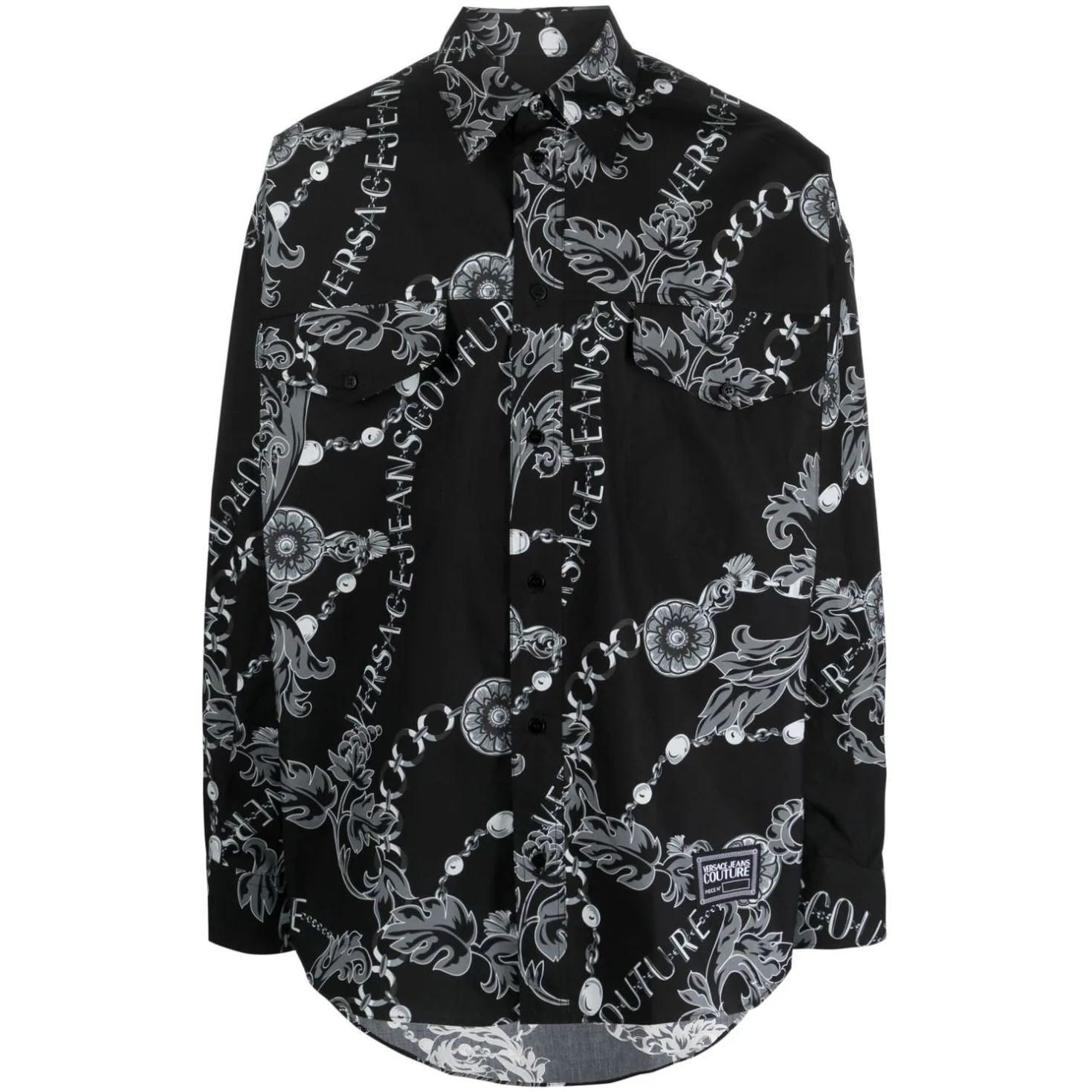 VERSACE JEANS CUTURE Marškiniai ilgomis rankovėmis vyrams, Juoda, O print shirt 1