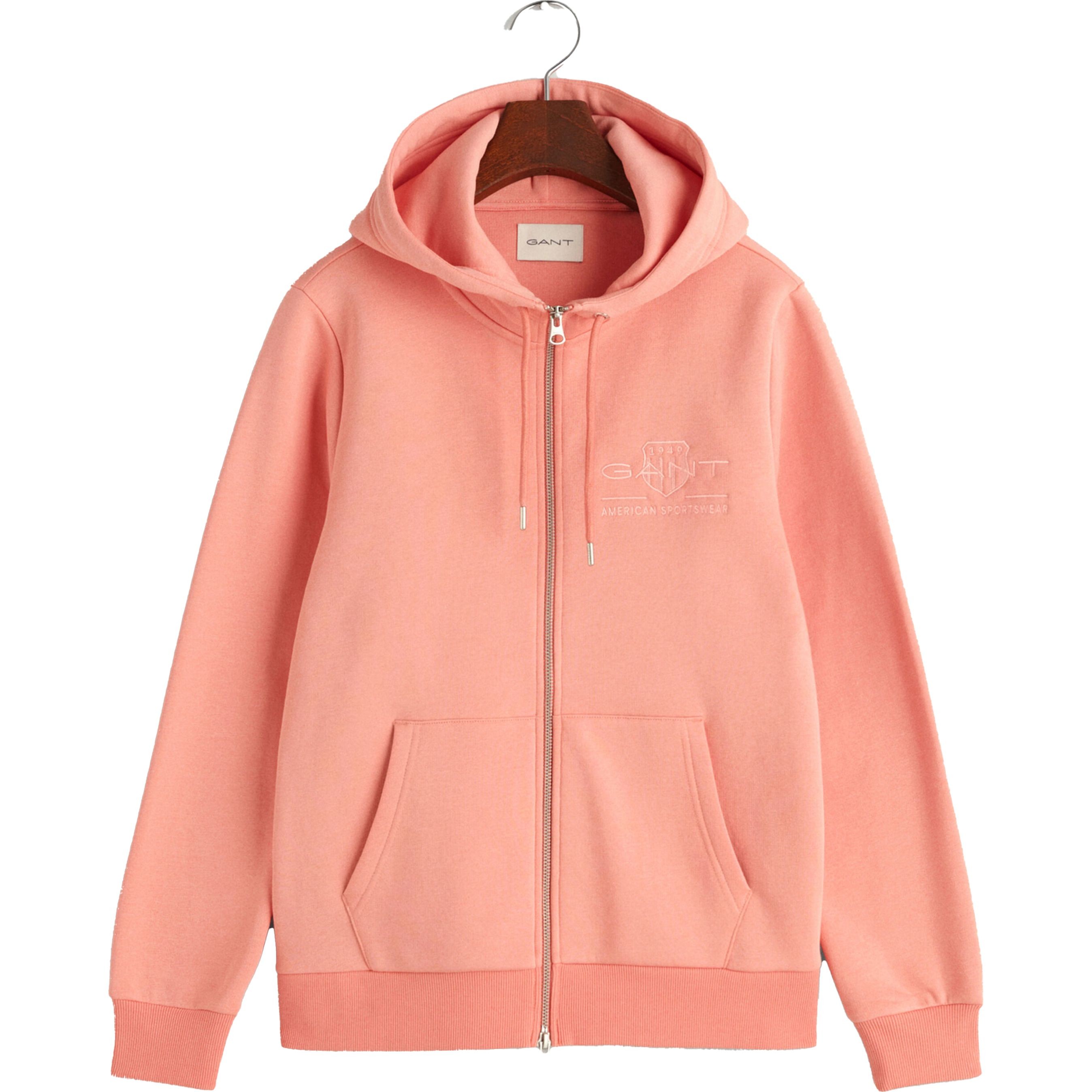 GANT Džemperis moterims, Rožinė, REG TONAL SHIELD ZIP HOODIE