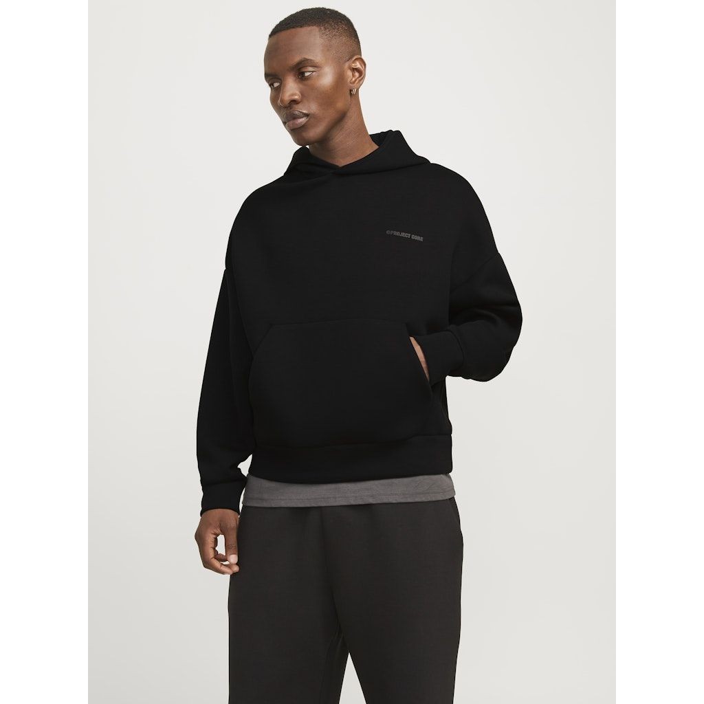 JACK & JONES Džemperis vyrams, Juoda, Kinetic sweat hood 4