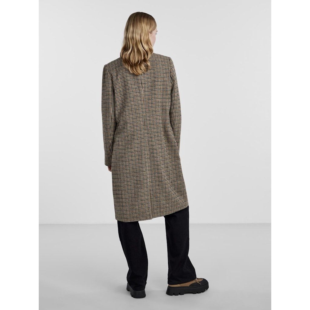 PIECES Paltas moterims, Juoda, PCNEA CHECKED COAT 6