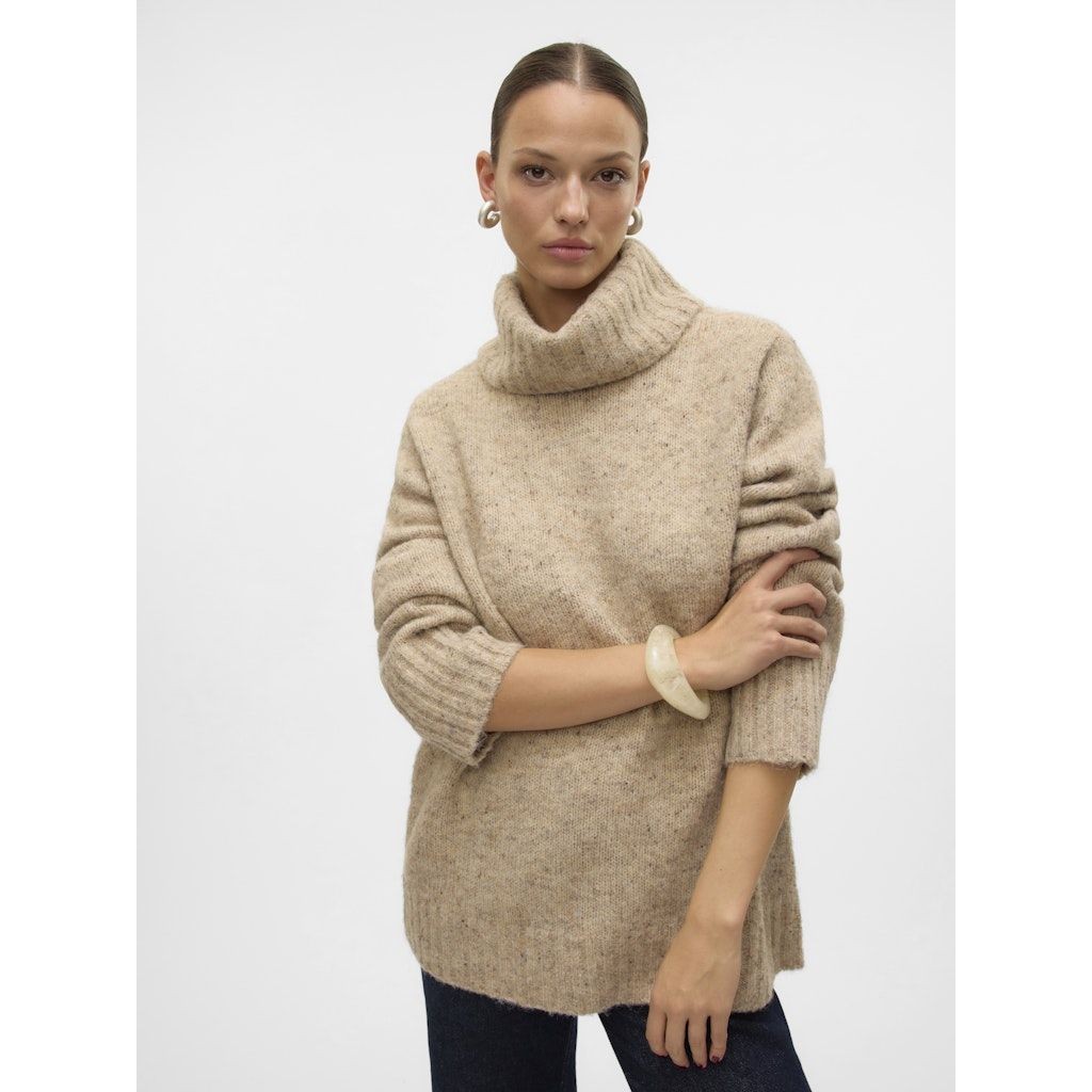 VERO MODA Megztinis su kaklu moterims, Smėlio, Ingrid cowlneck pullover 5