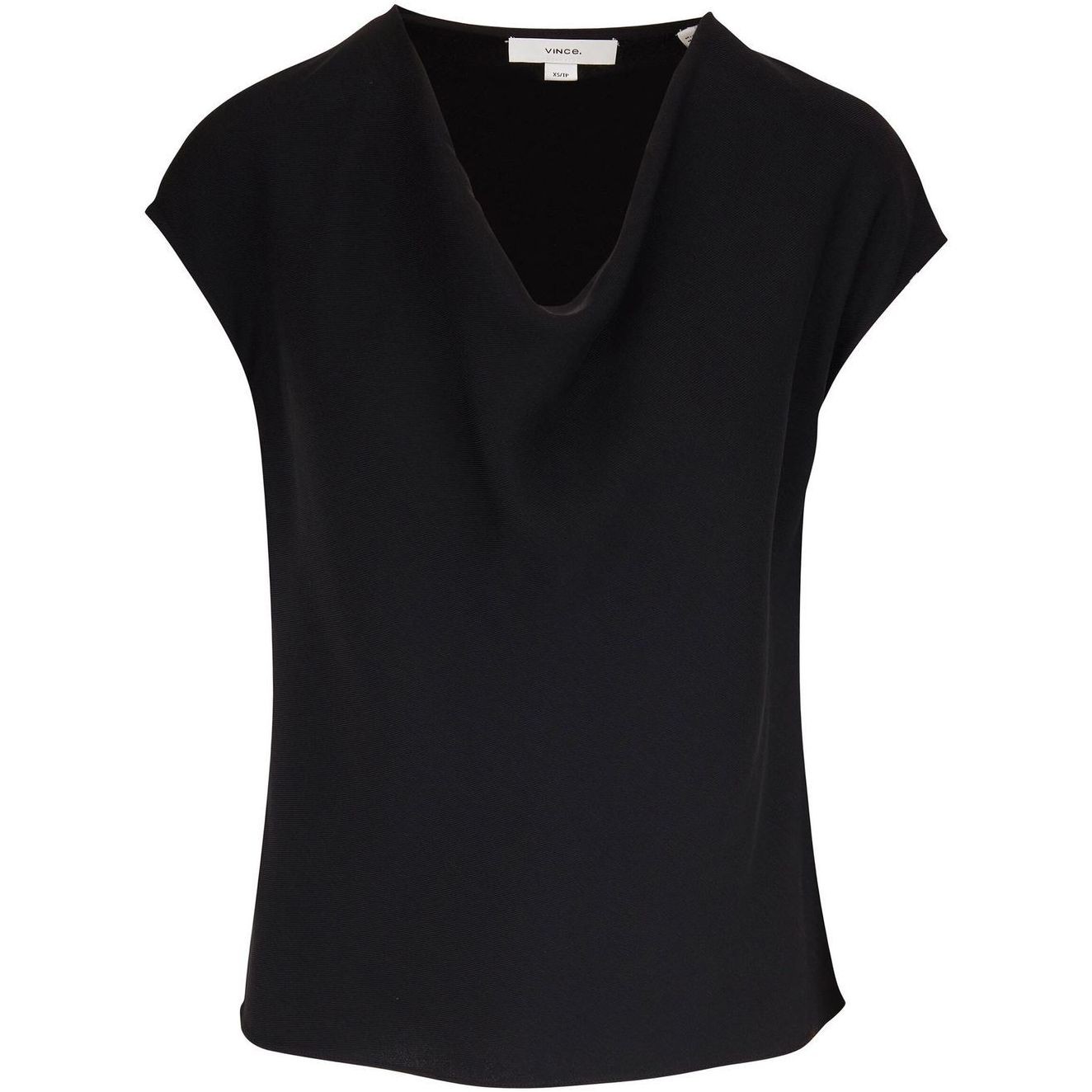 VINCE Palaidinės moterims, Juoda, Cowl neck cap sleeve blouse 1